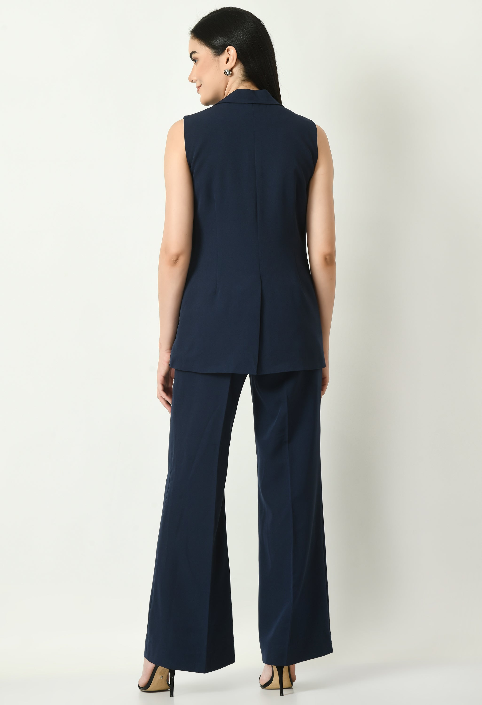 Exude Aspiration Sleeveless Blazer with Bootcut Trousers