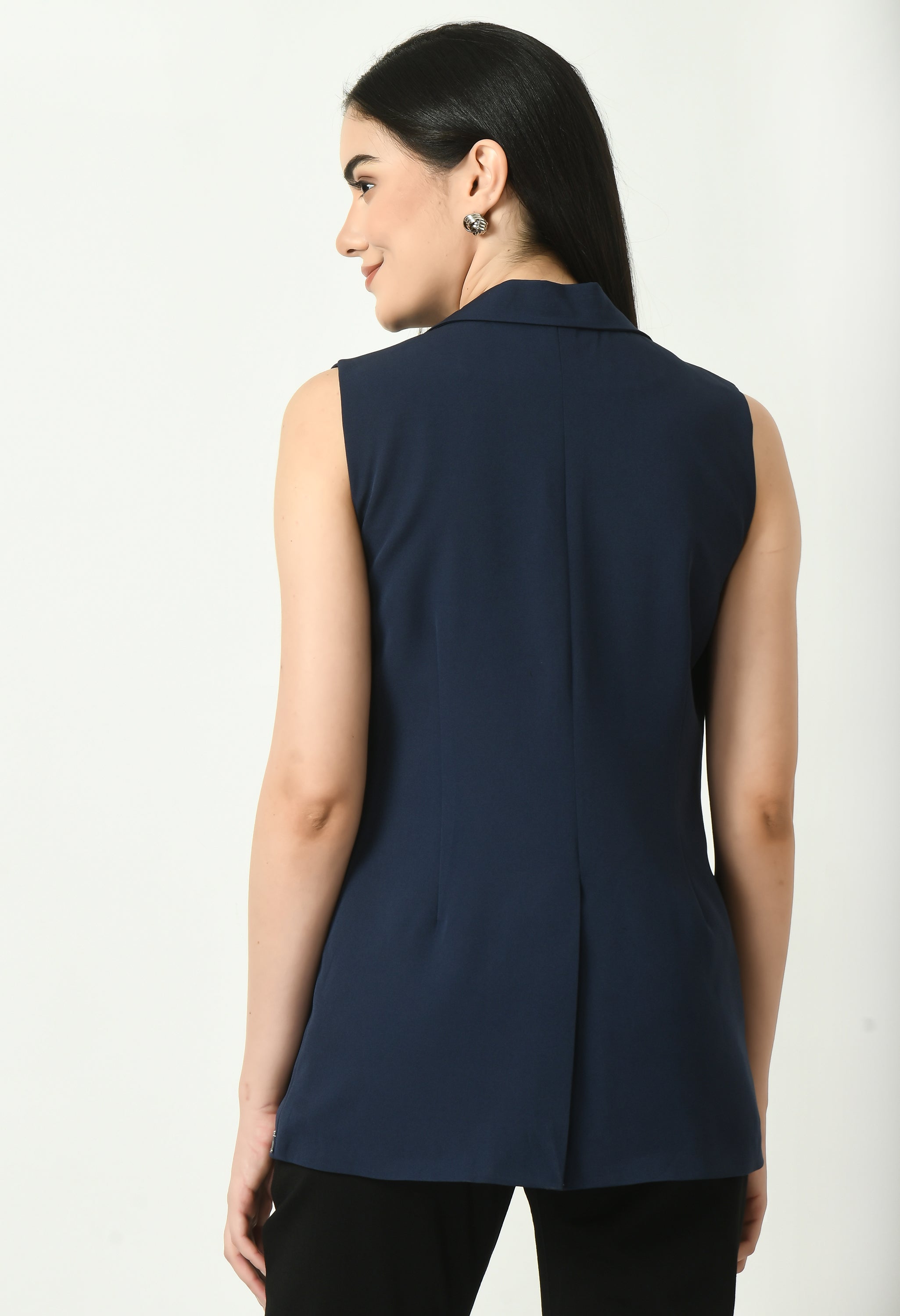 Exude Meridian Sleeveless Long Blazer