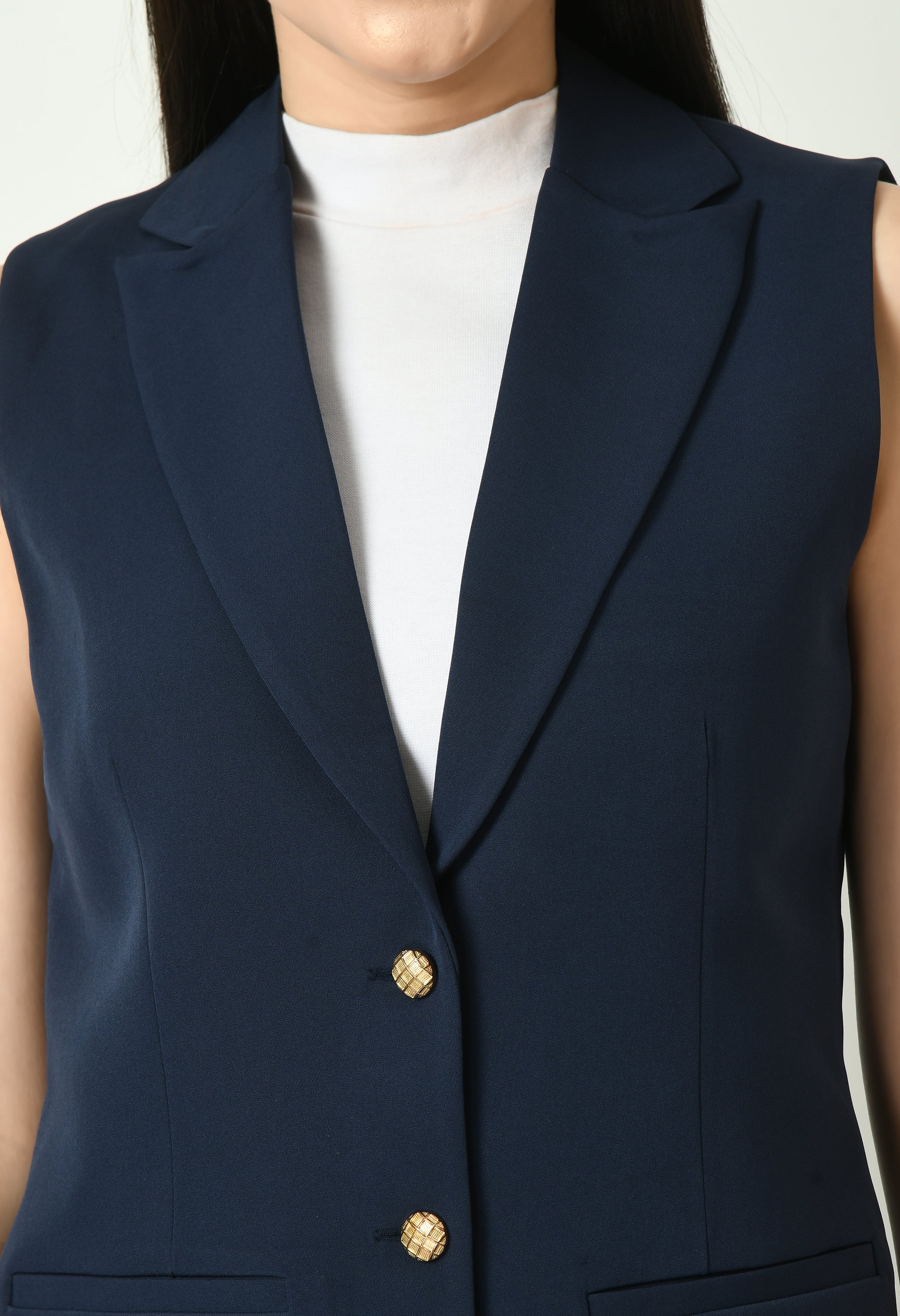 Exude Meridian Sleeveless Long Blazer