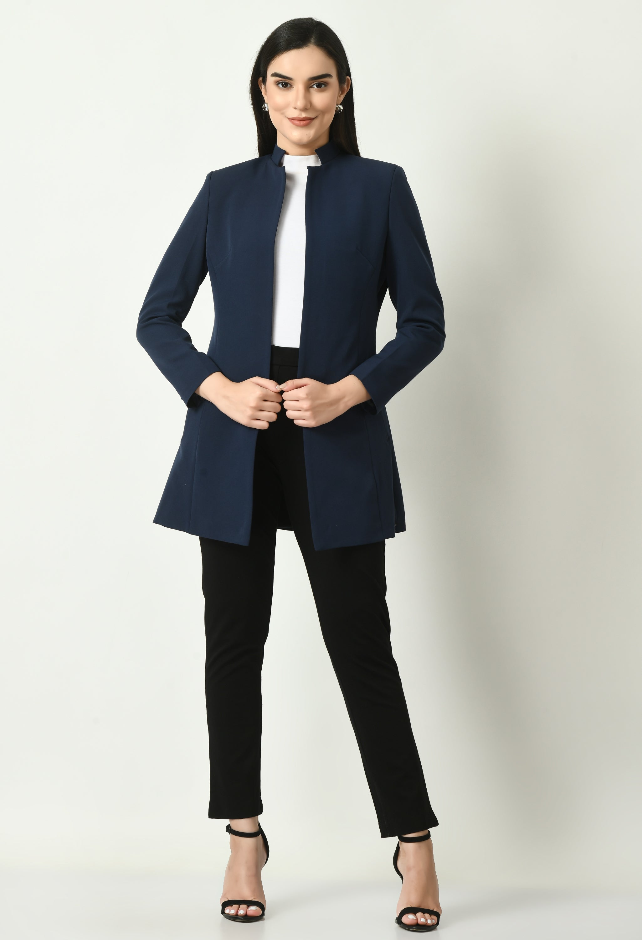 Exude Supremacy Solid Long Blazer