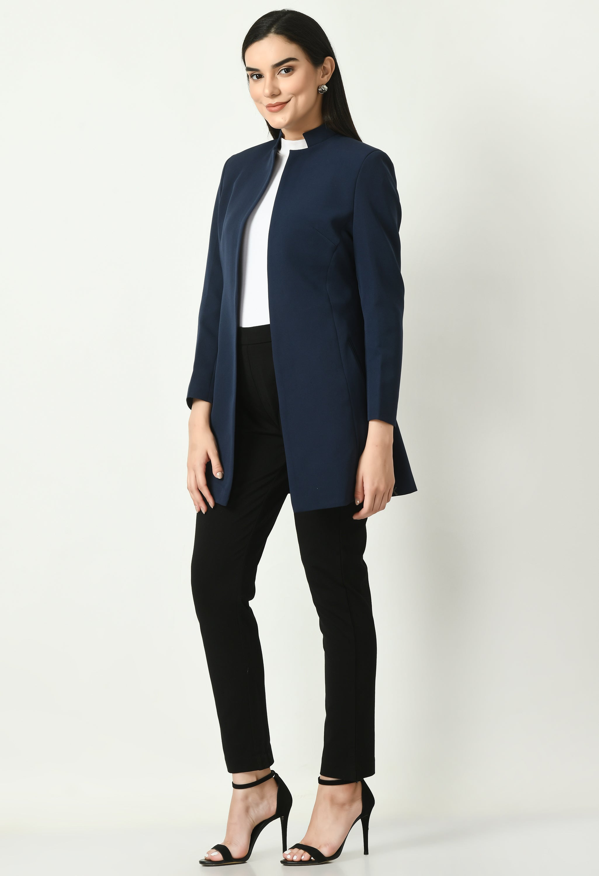 Exude Supremacy Solid Long Blazer