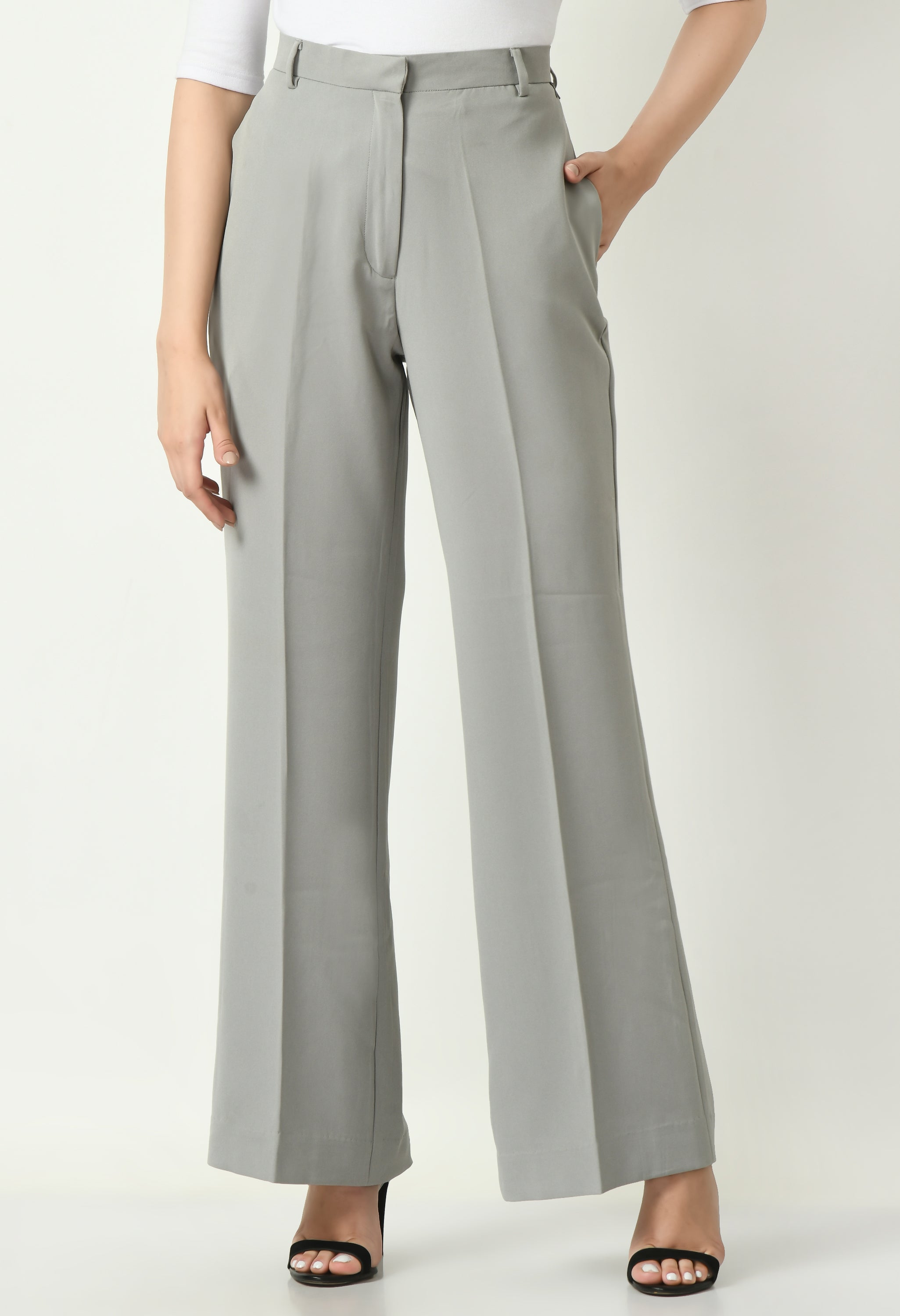 Exude Eminence Solid Bootcut Trousers