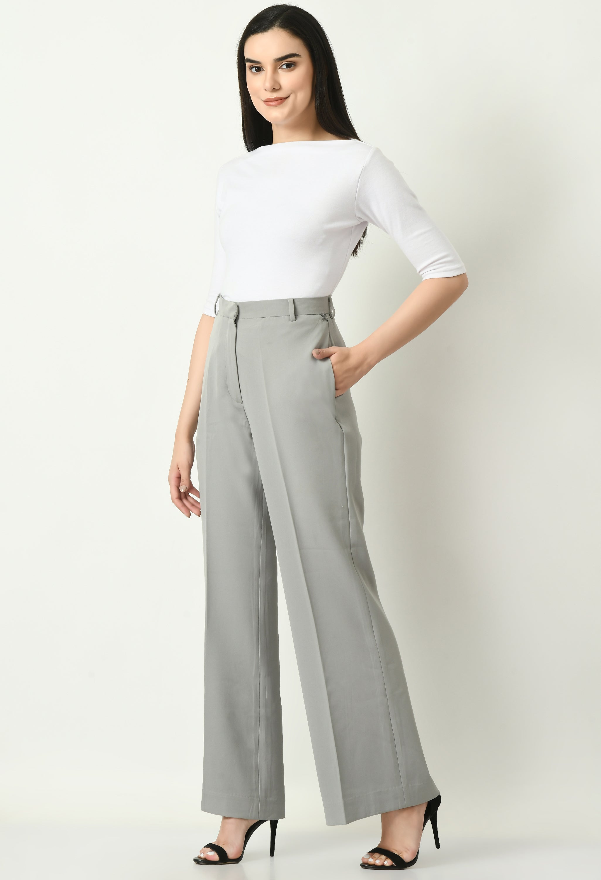 Exude Eminence Solid Bootcut Trousers