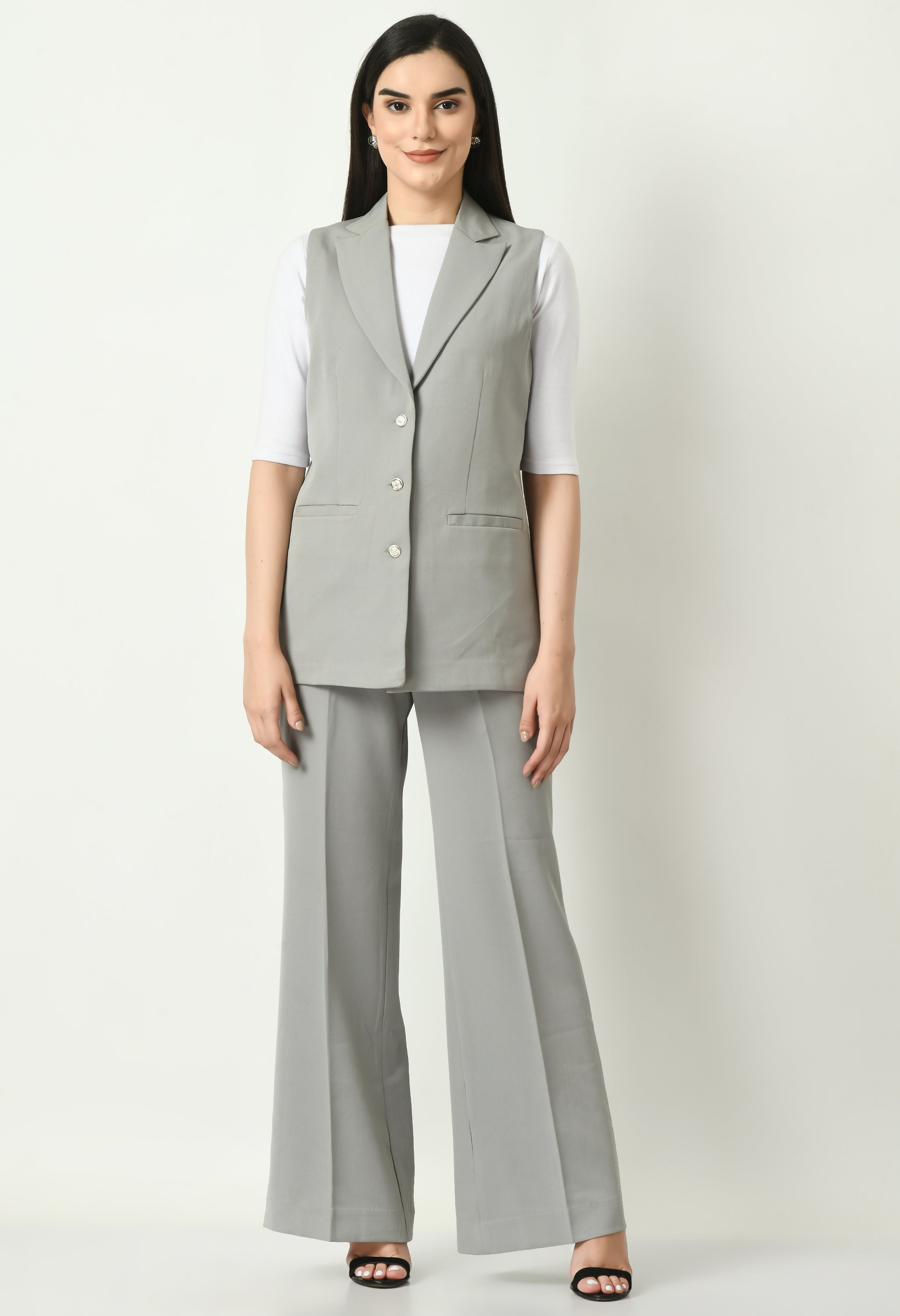 Exude Meridian Sleeveless Long Blazer