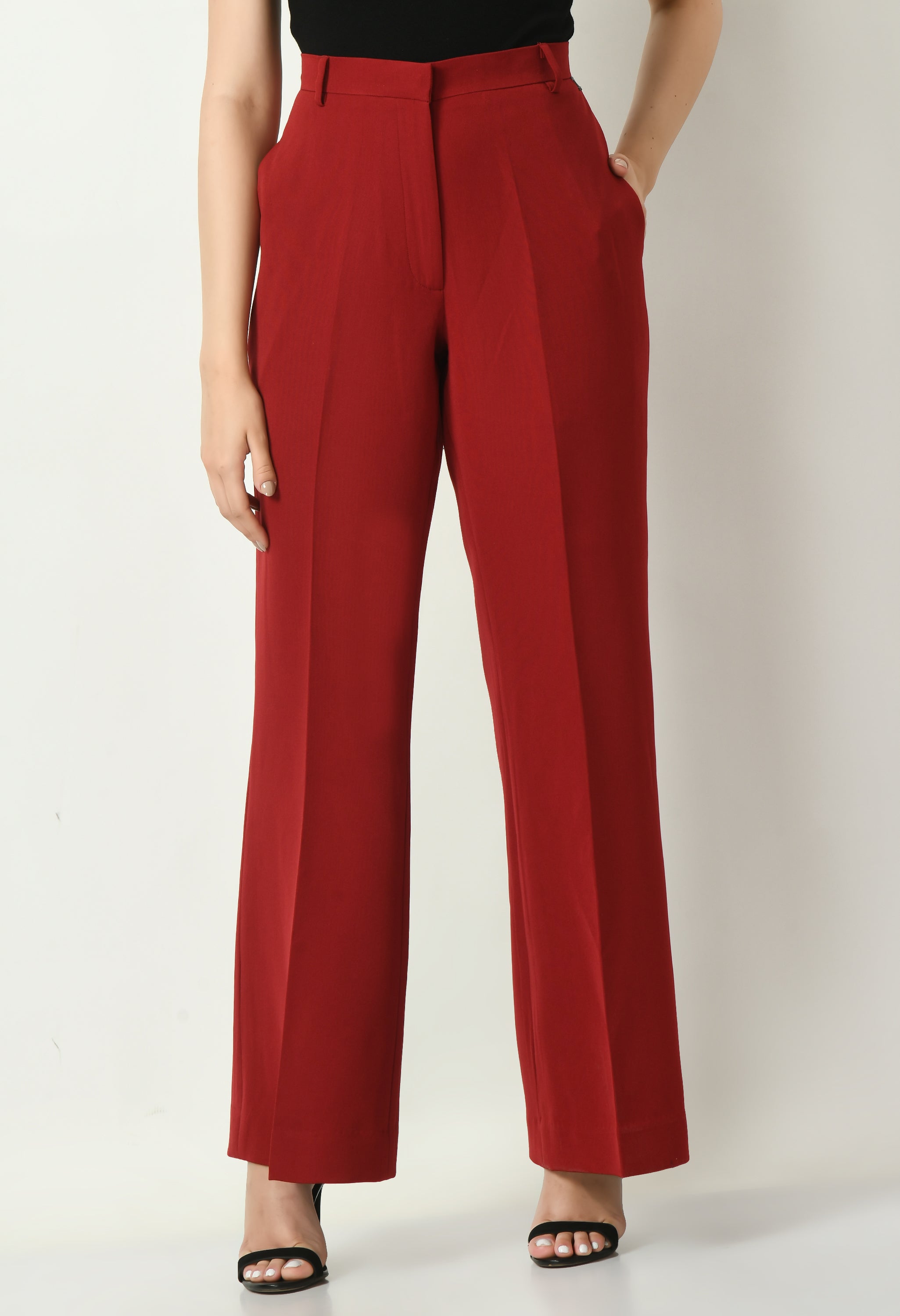 Exude Eminence Solid Bootcut Trousers