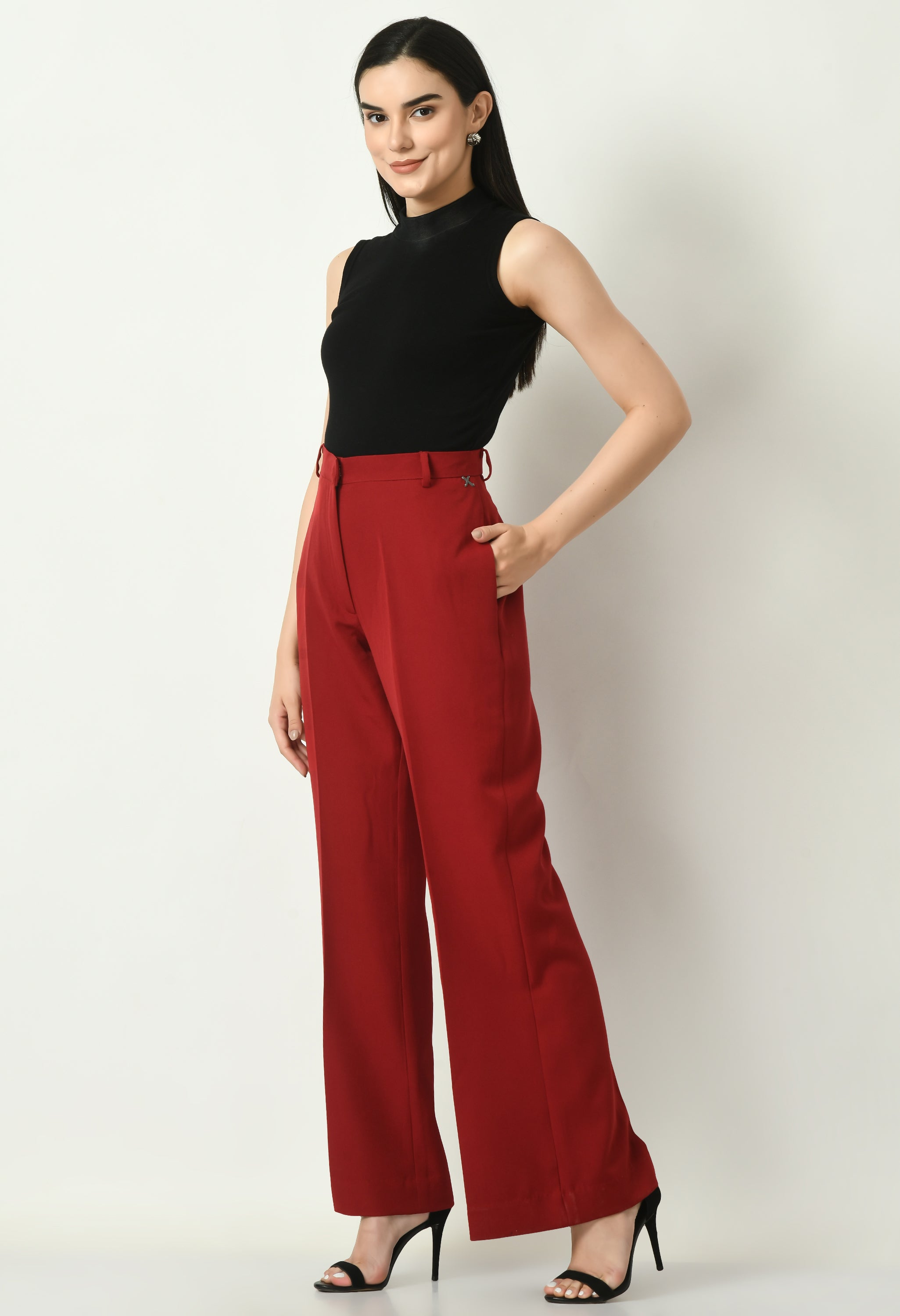 Exude Eminence Solid Bootcut Trousers