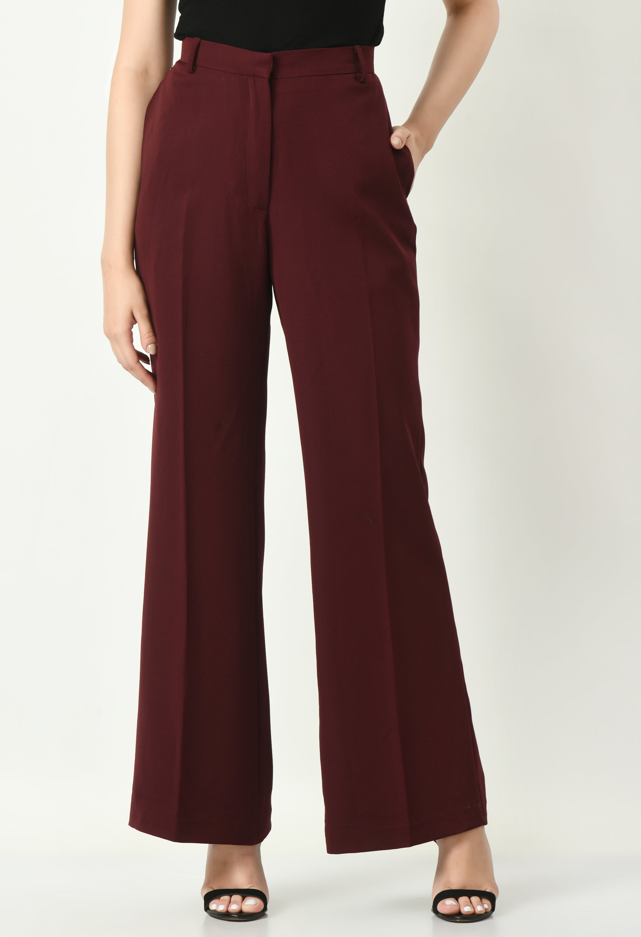 Exude Eminence Solid Bootcut Trousers