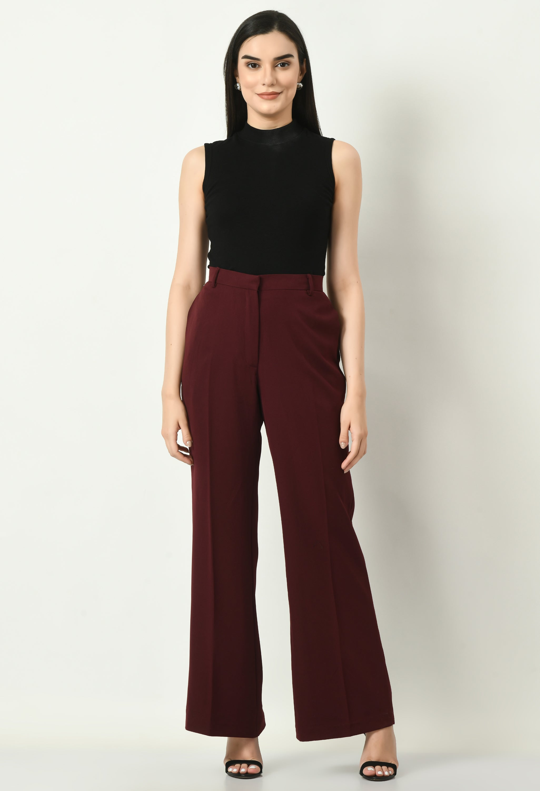 Exude Eminence Solid Bootcut Trousers