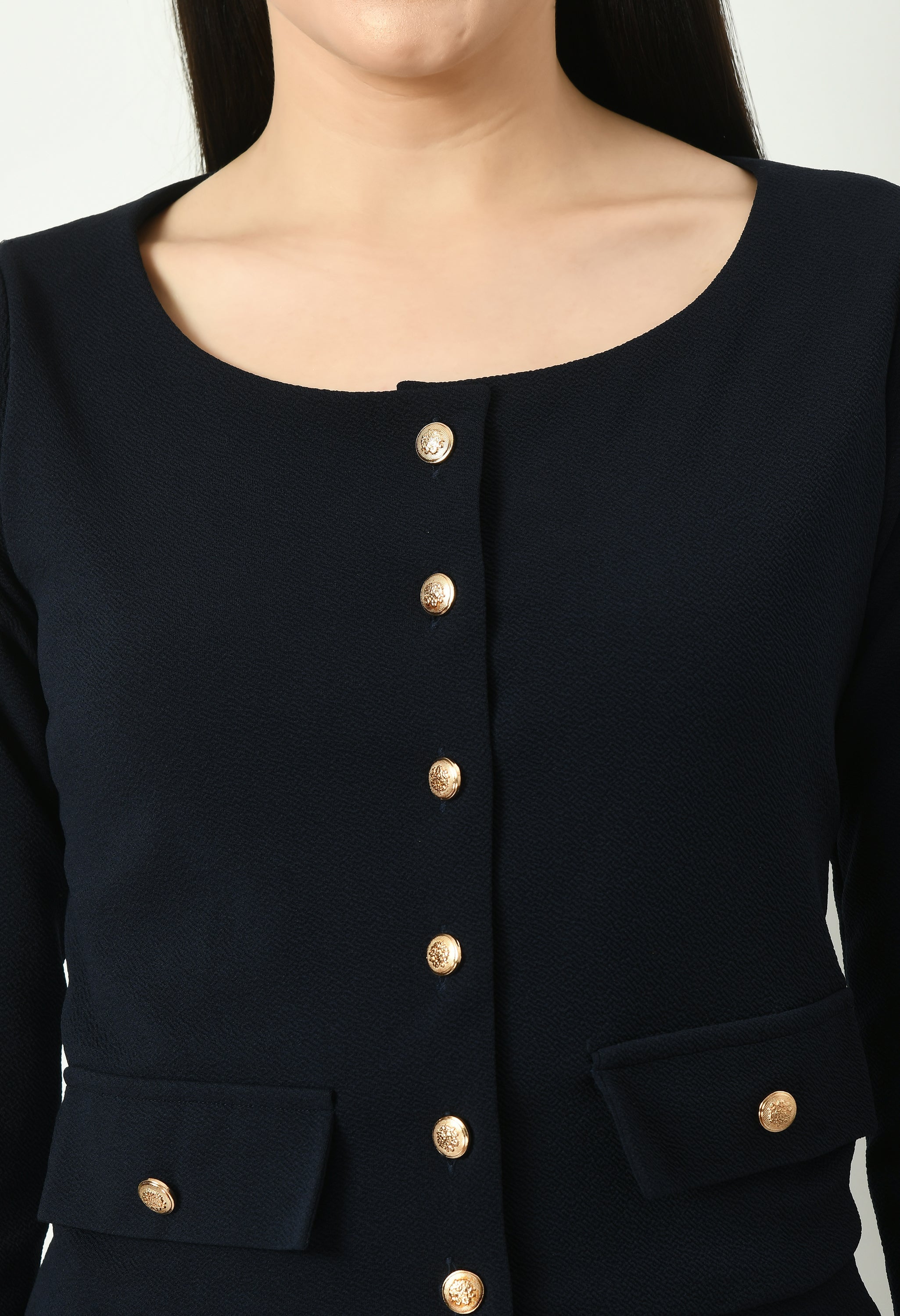 Exude Enchanting Button-down Crop Blazer