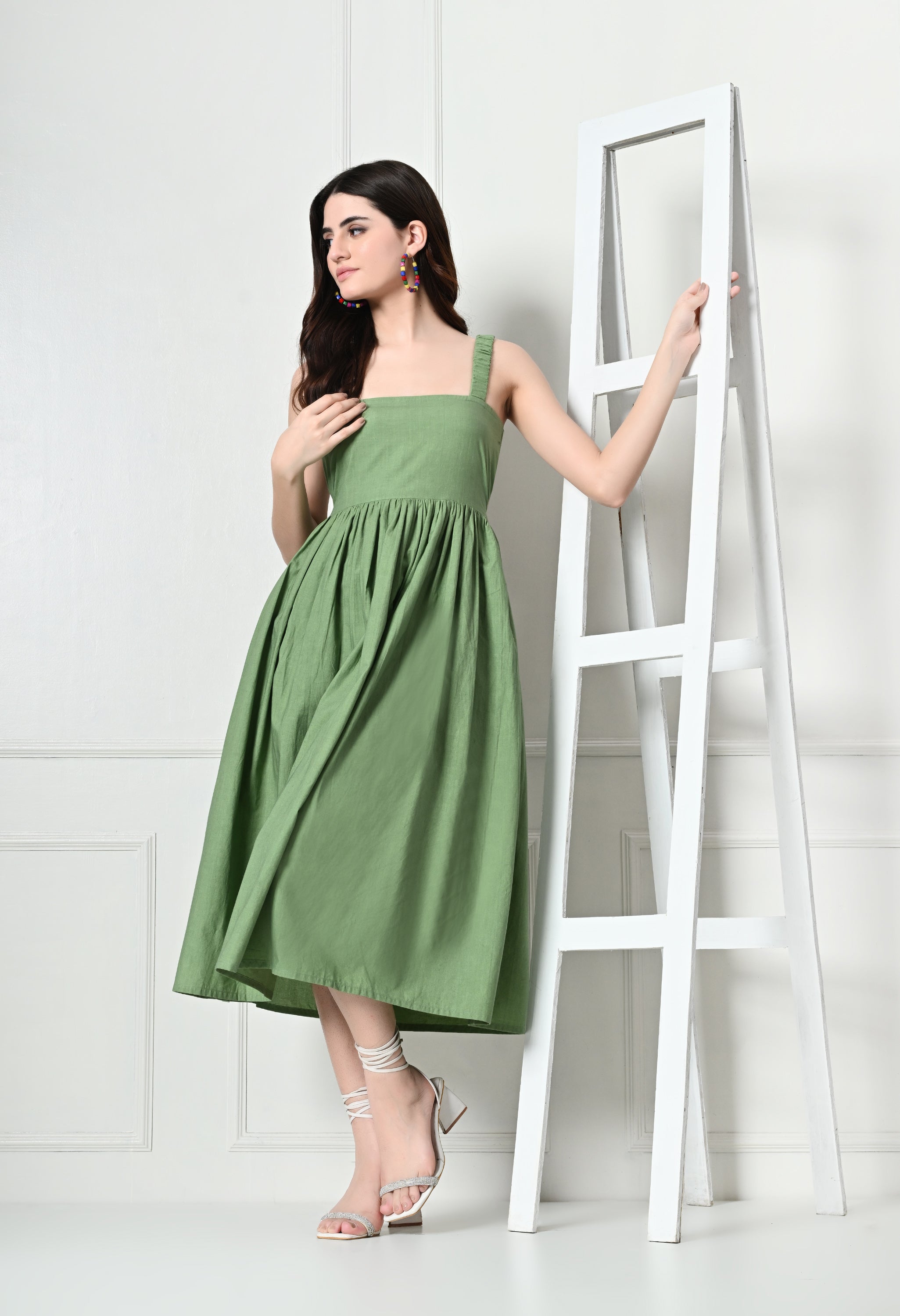 Green Organic Cotton Backless Dress