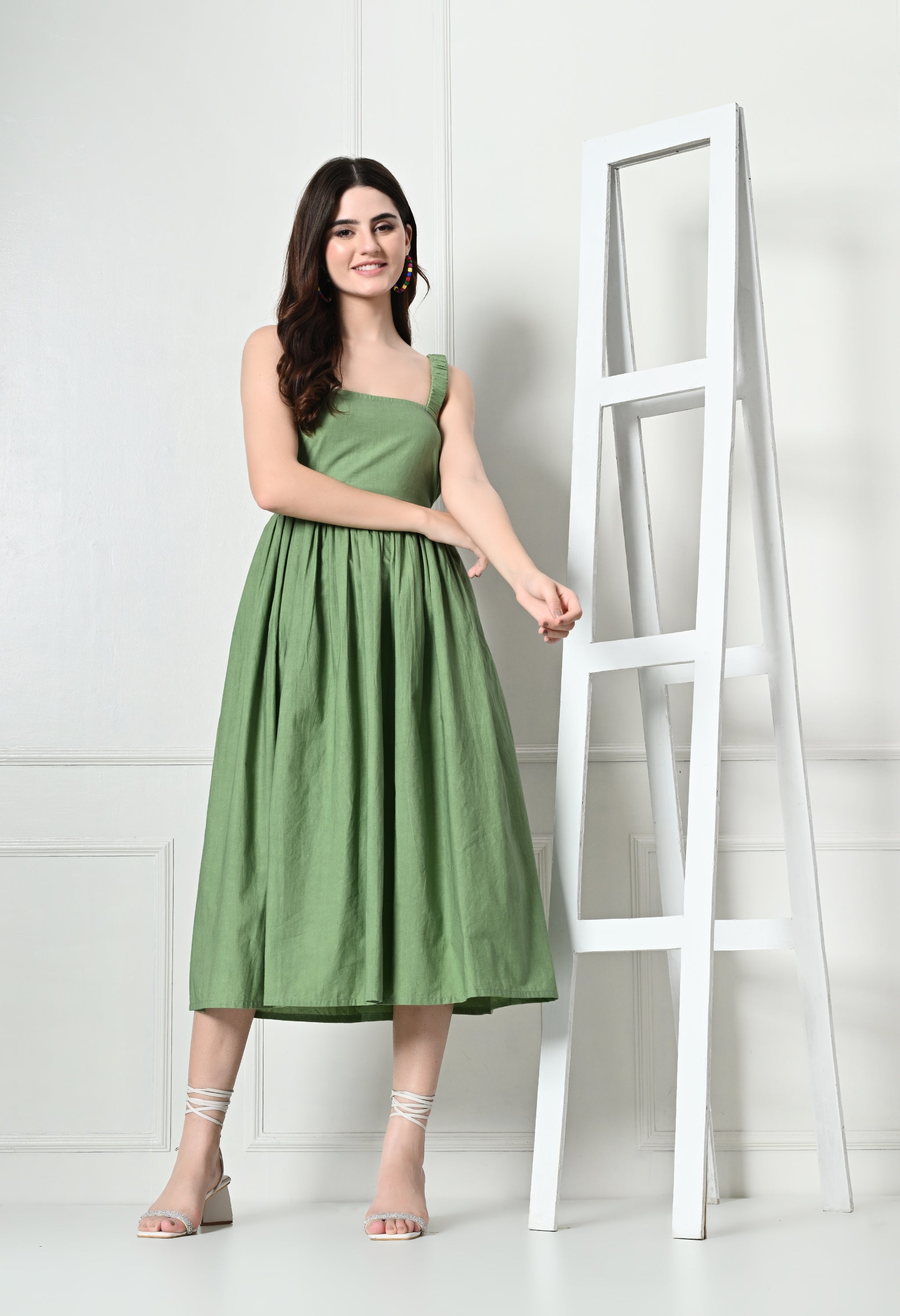 Green Organic Cotton Backless Dress