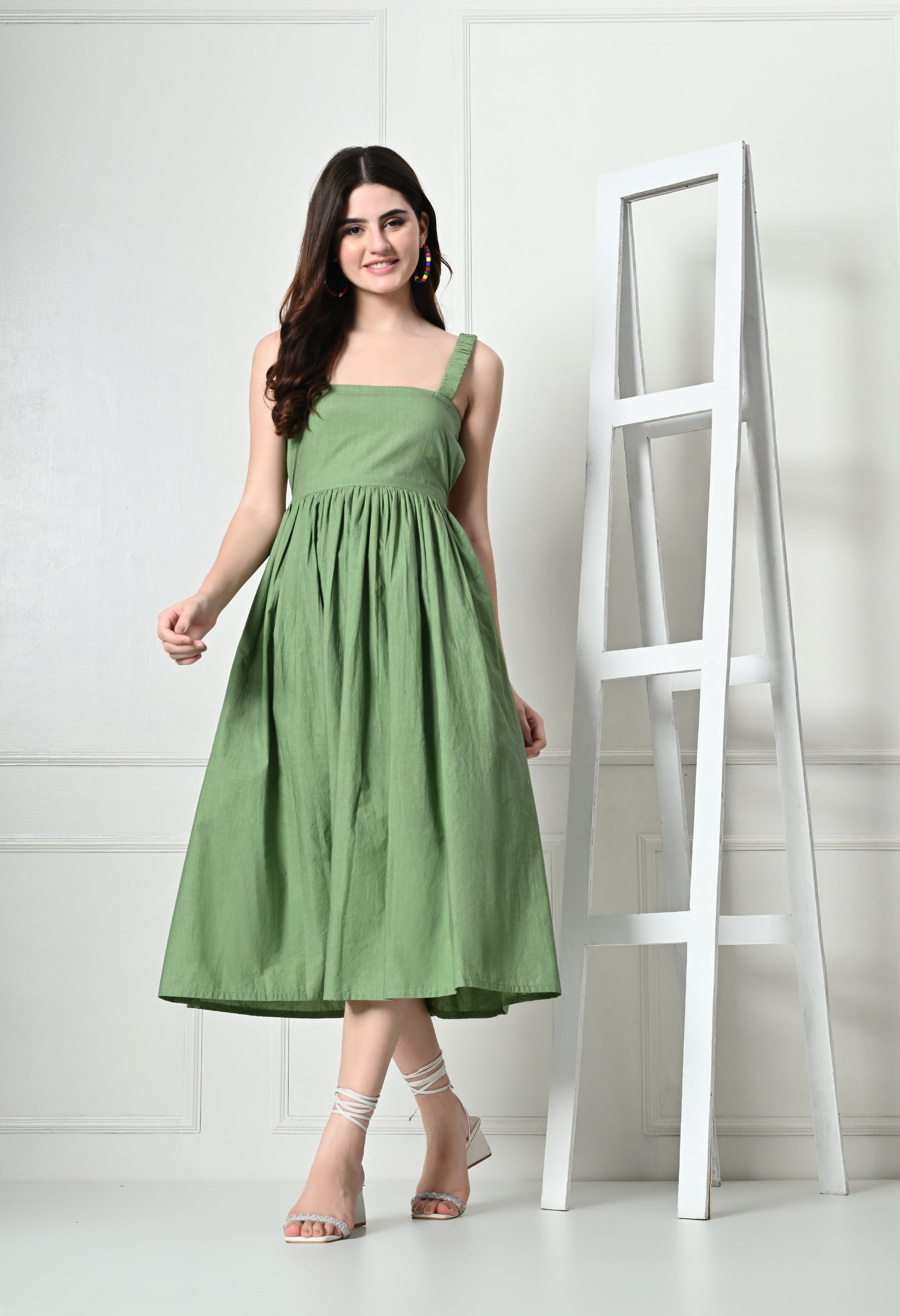 Green Organic Cotton Backless Dress