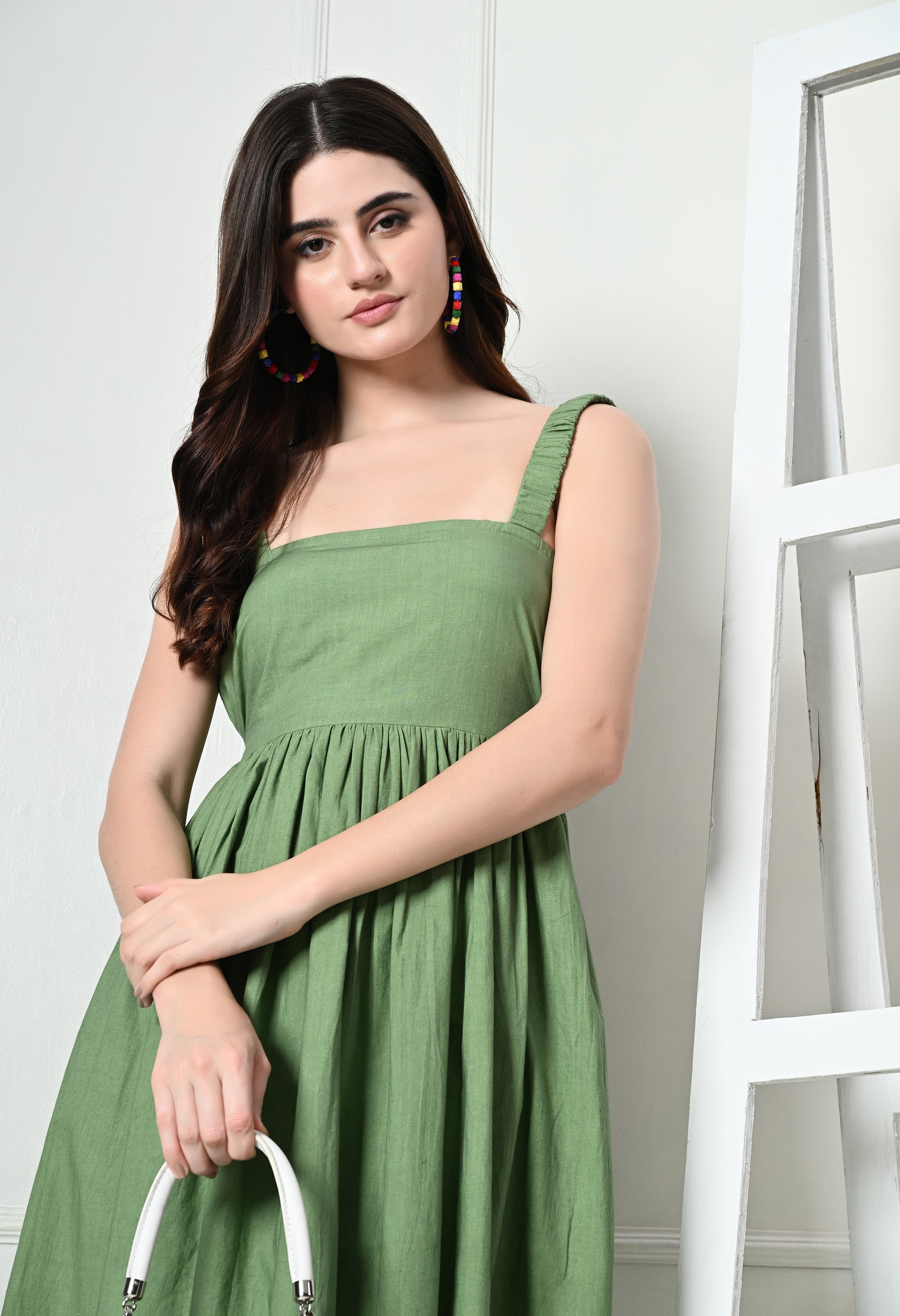 Green Organic Cotton Backless Dress