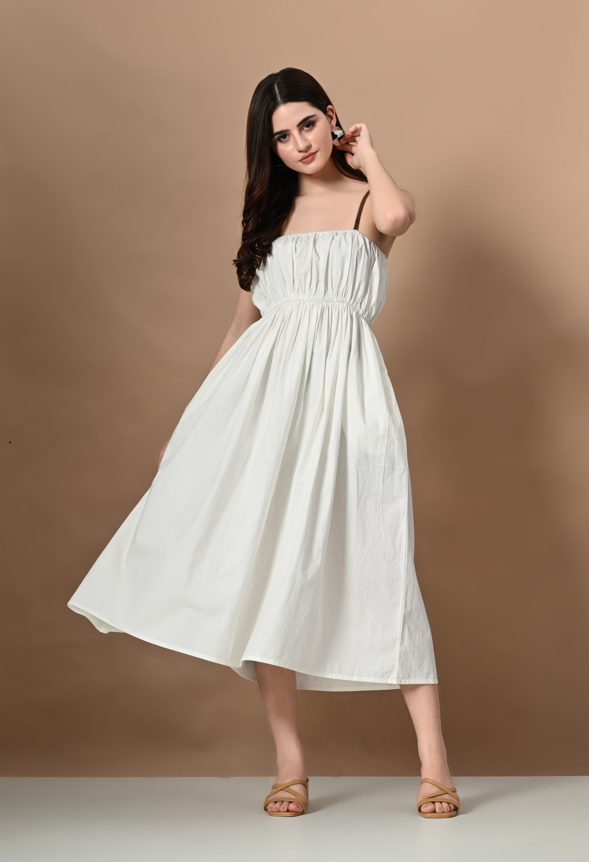 White Organic Cotton Dress For Women