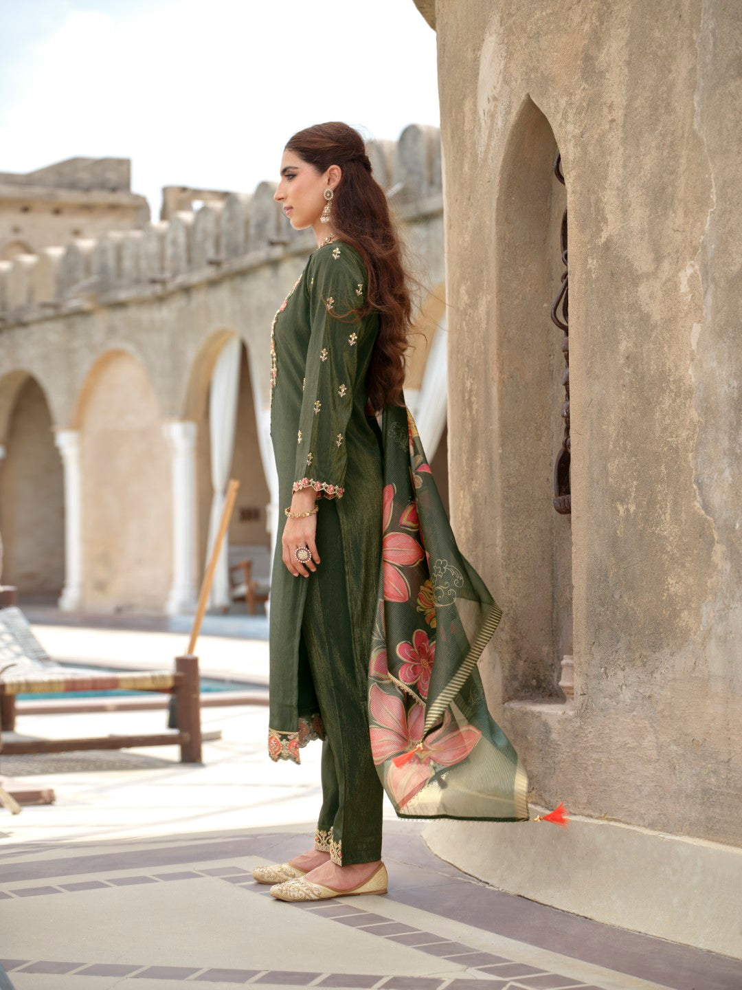 Vishesh moss full work suit set