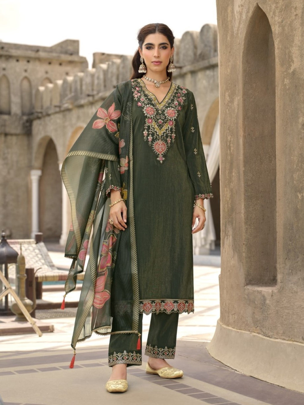 Vishesh moss full work suit set