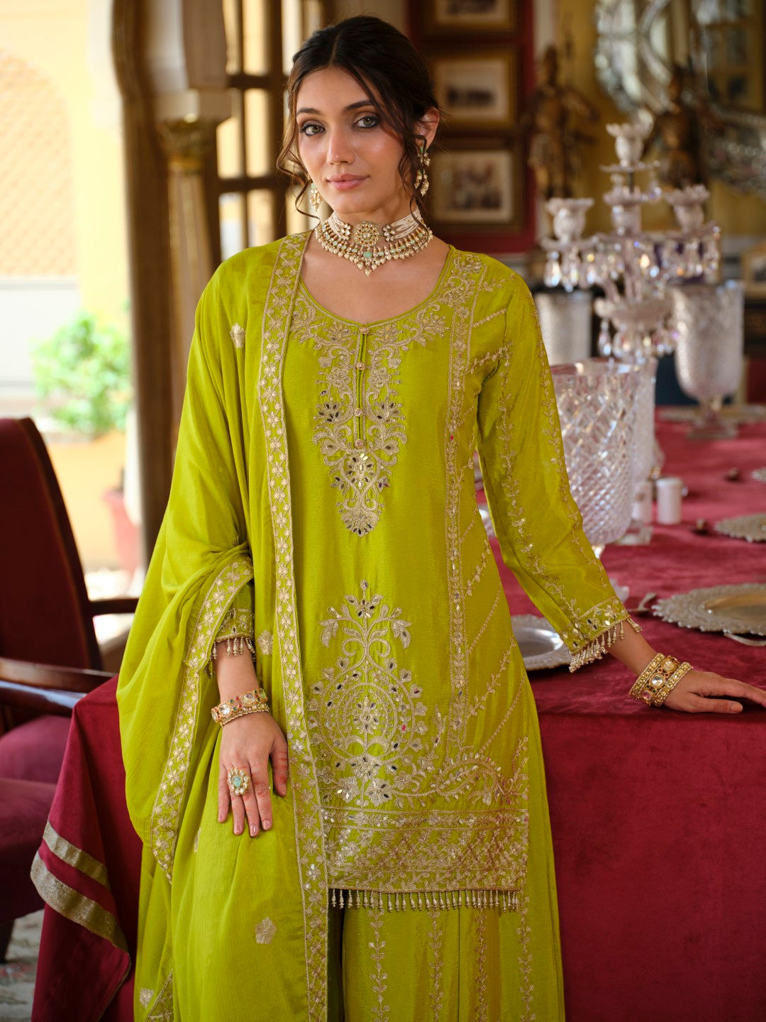 Sambhav fern full work sharara suit set