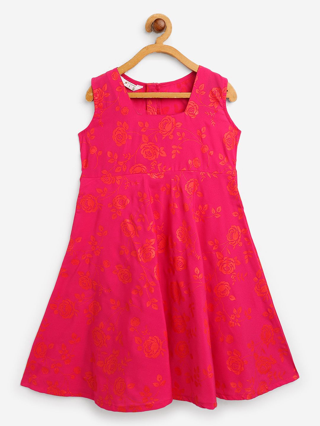 Pink Crepe Floral Printed Girls Kurta with Jacket