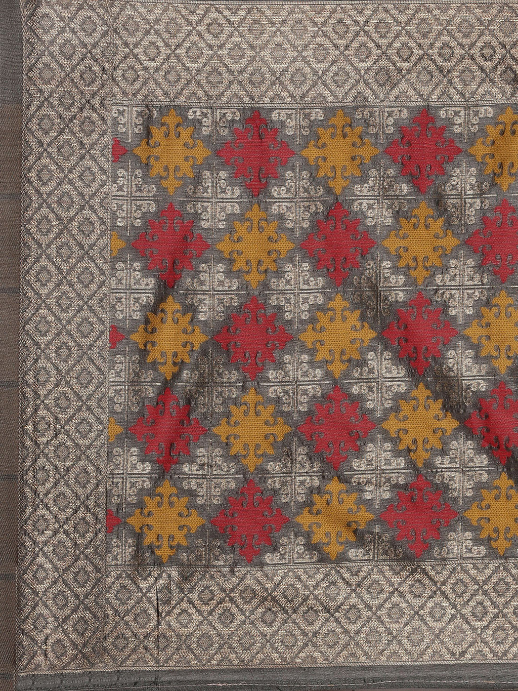 Silk Blend Grey WovenDesign DesignerSaree With Blouse Piece