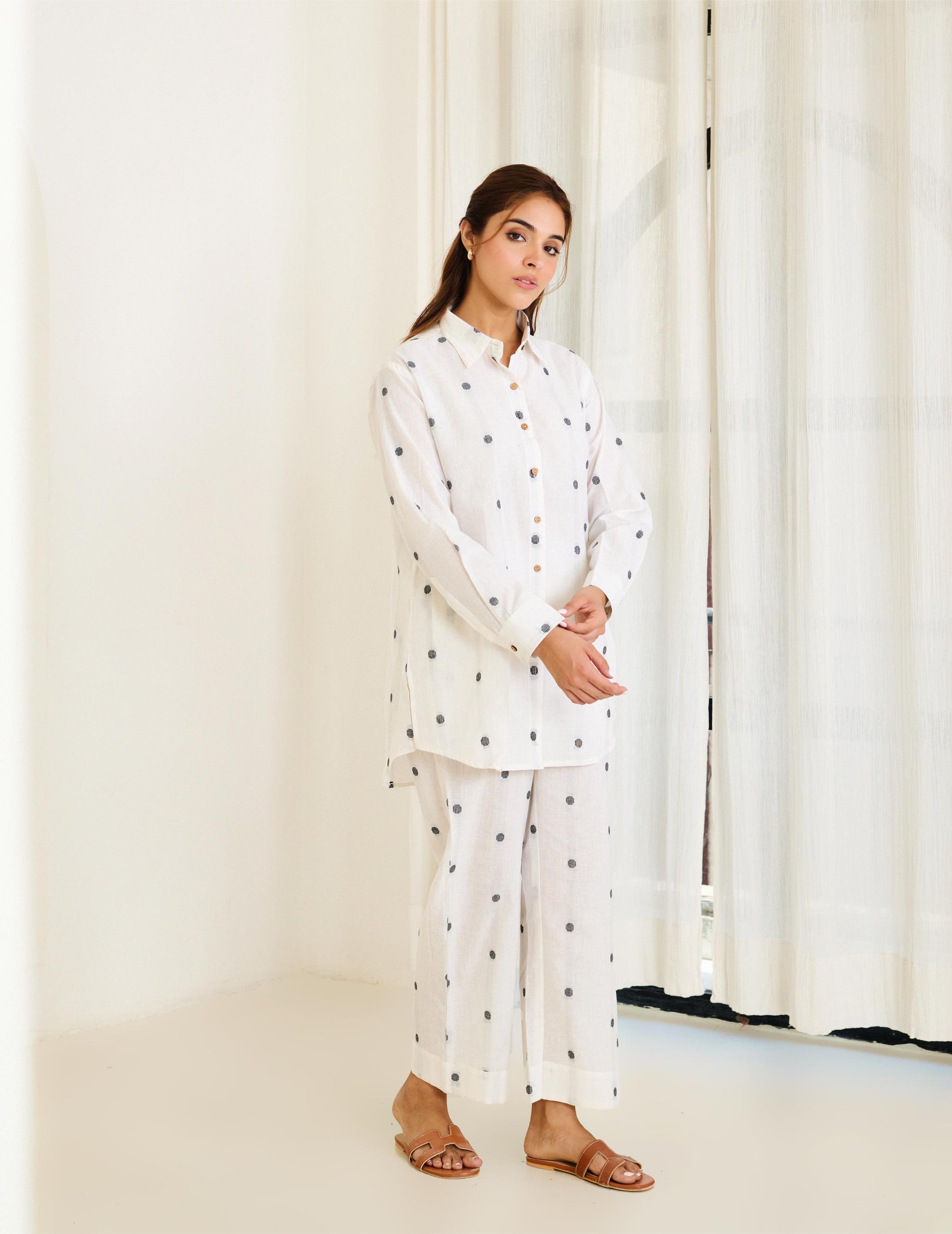 Saadgi White Co-ord Set - Set of 2-FL