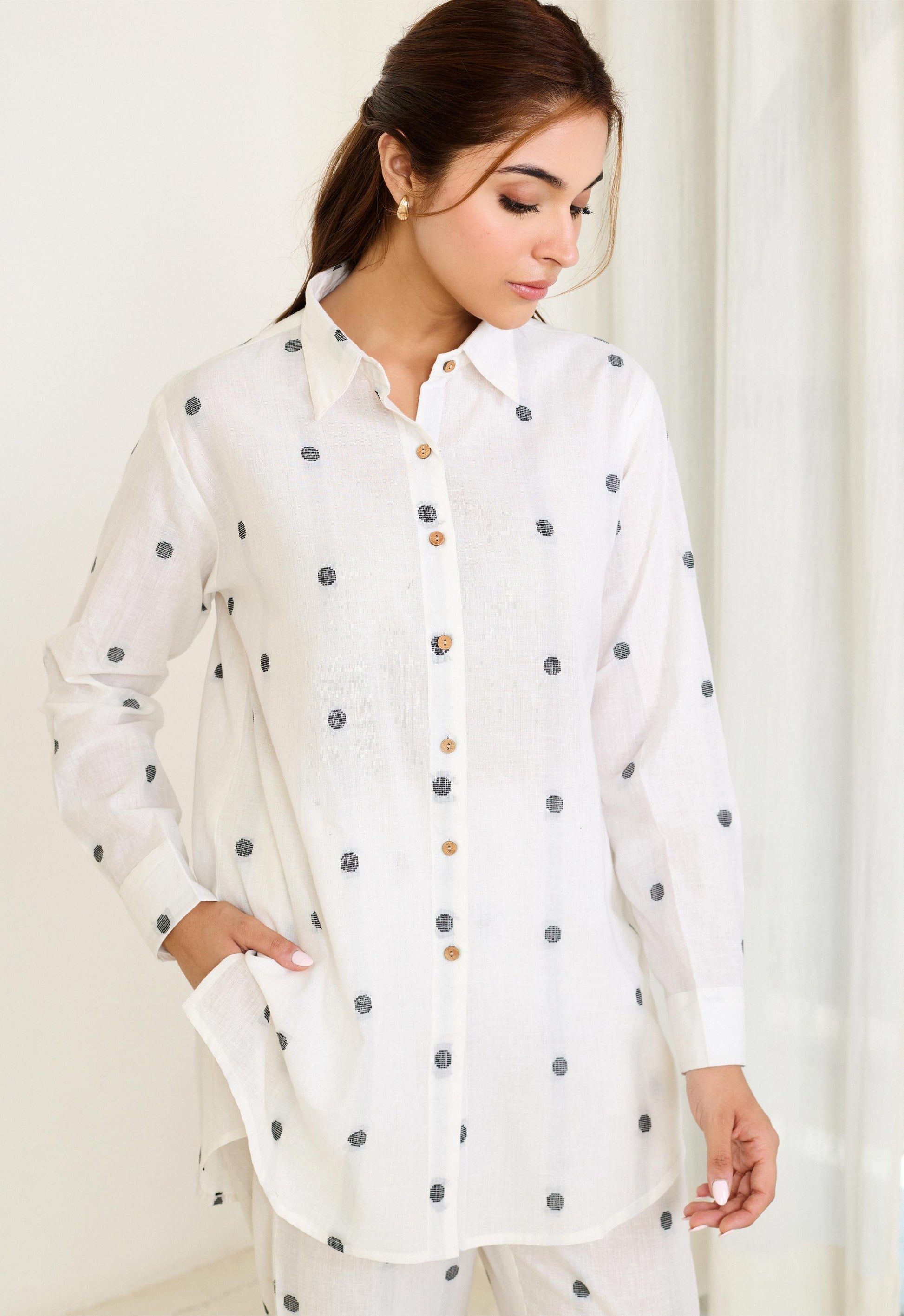 Saadgi White Co-ord Set - Set of 2-FL