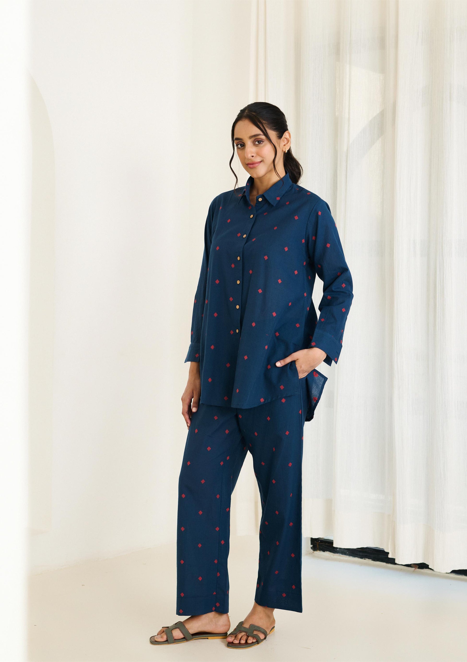 Saadgi Blue Co-ord set - Set of 2-FL