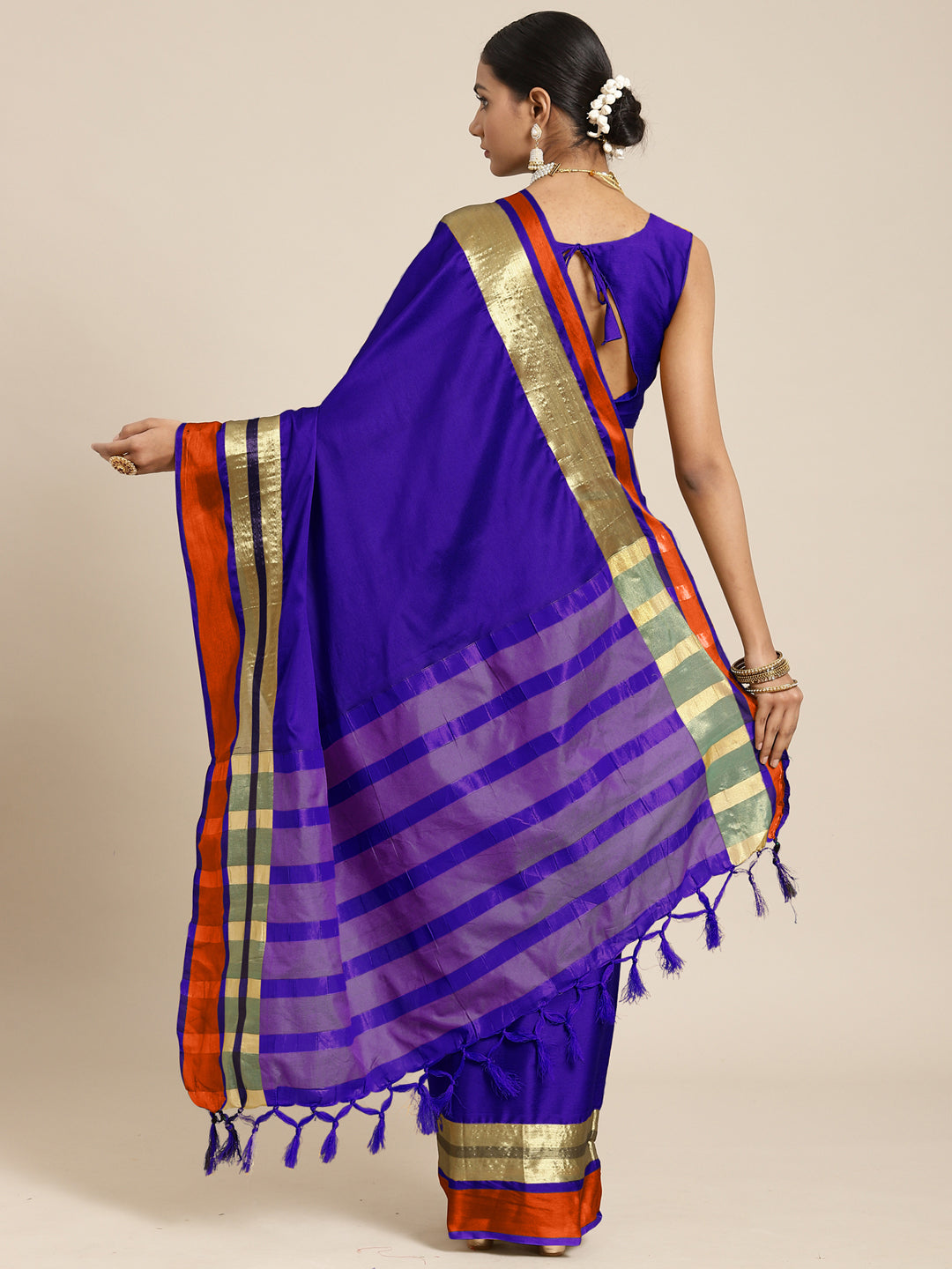 Aura Silk Blue Woven Design Designer Saree With Blouse