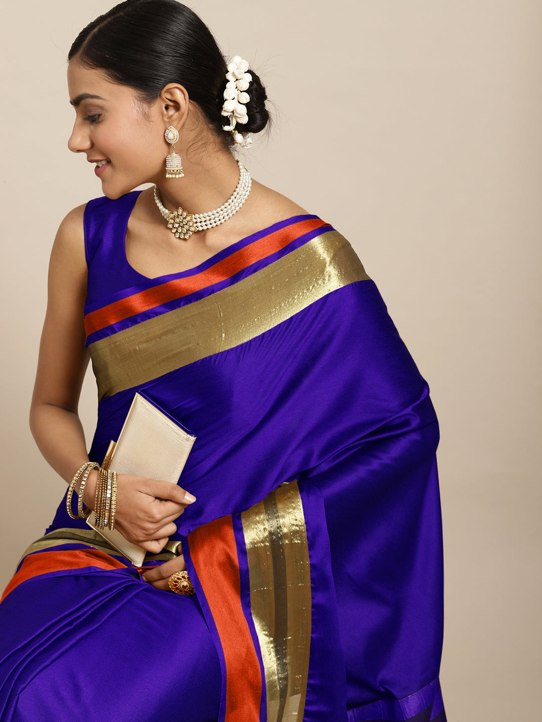 Aura Silk Blue Woven Design Designer Saree With Blouse