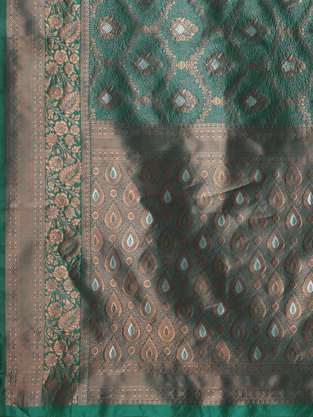Silk Blend Teal blue Woven Design Designer Saree With Blouse