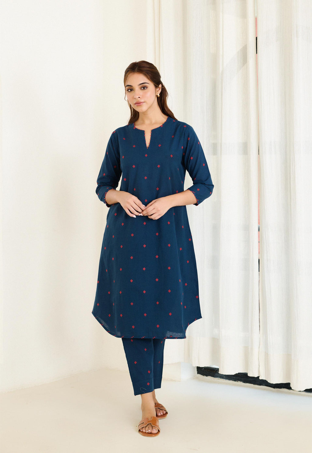 Saadgi Blue Kurta Set with Same Pant - Set of 2-FL