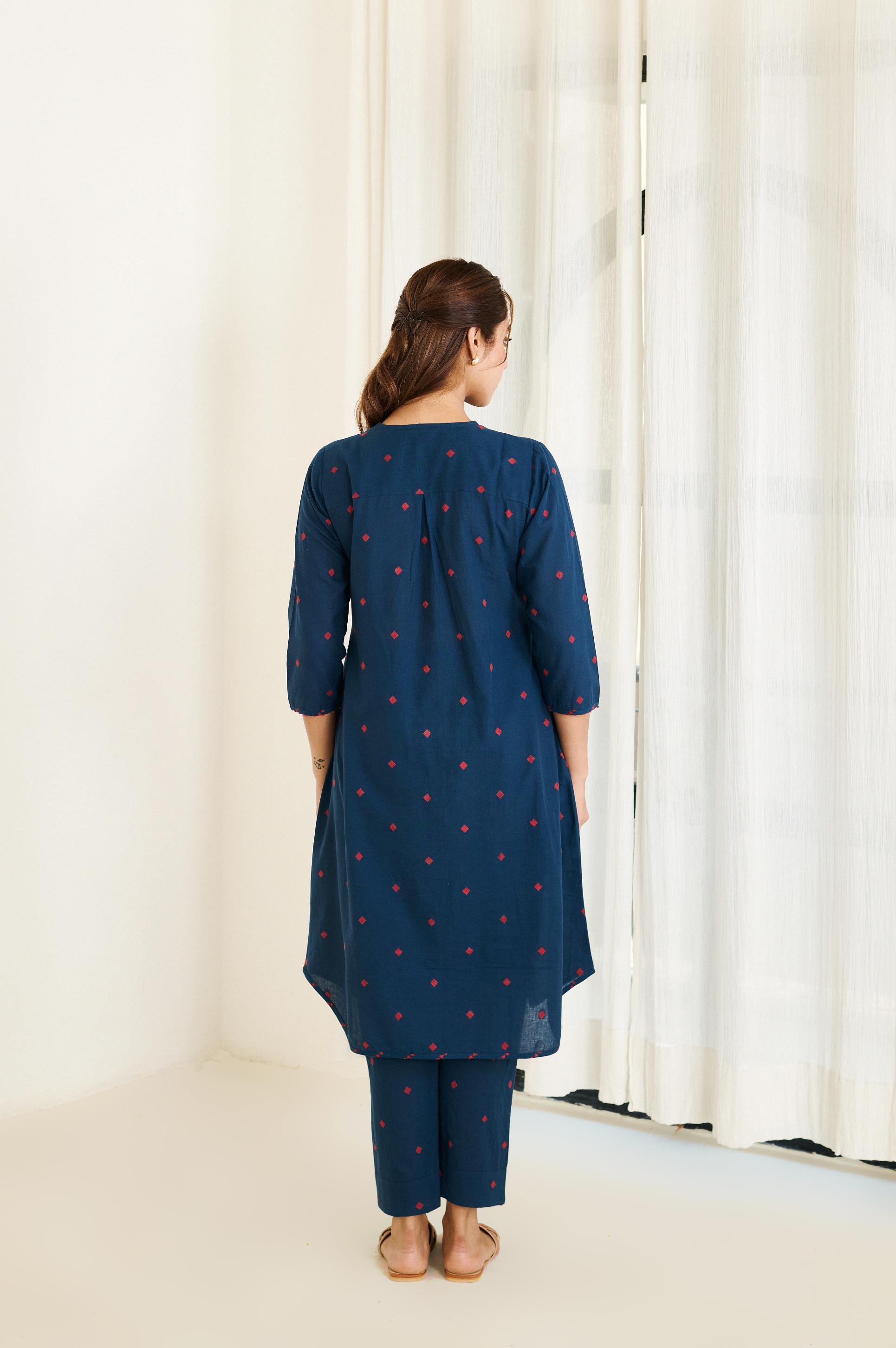 Saadgi Blue Kurta Set with Same Pant - Set of 2-FL