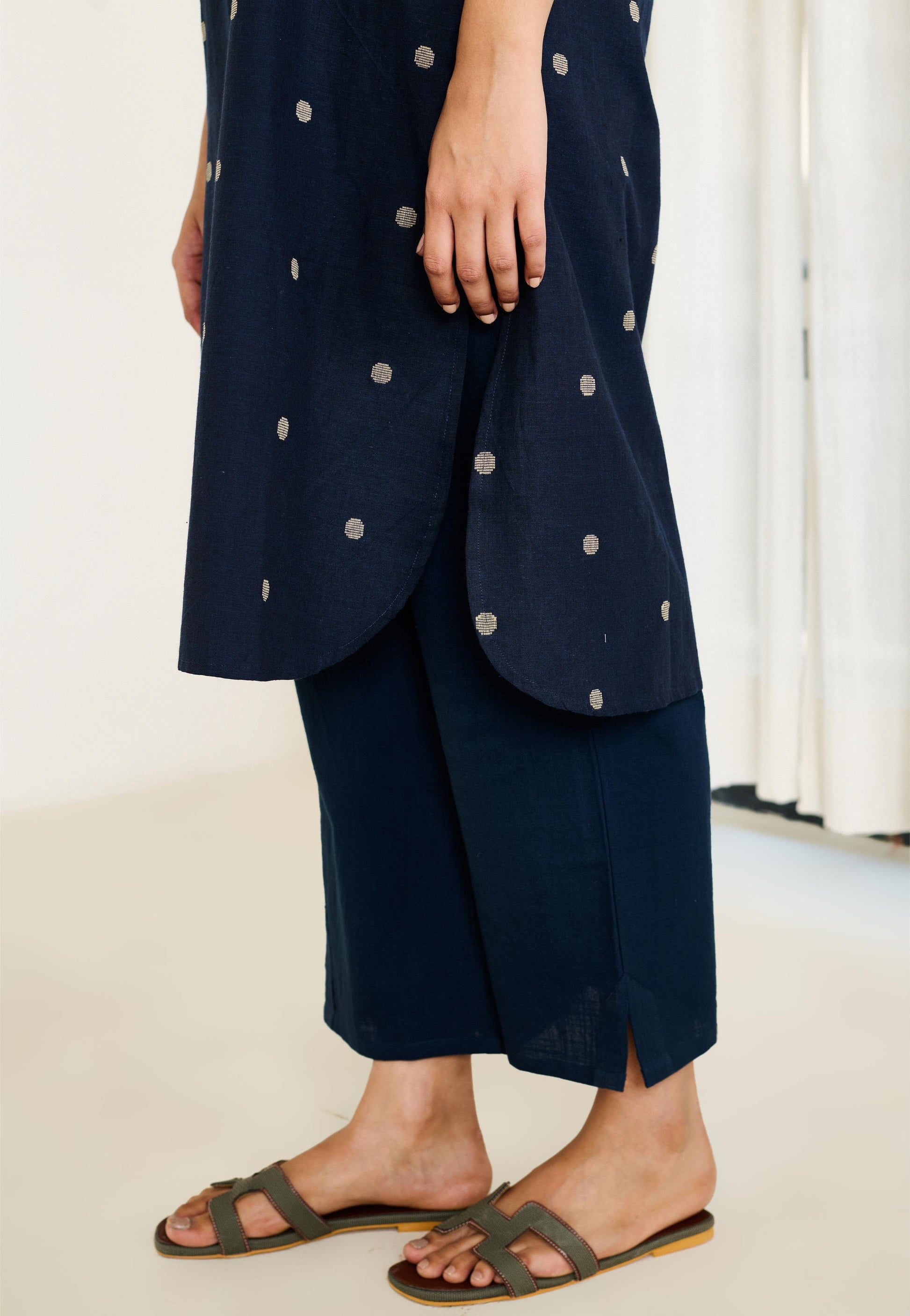 Saadgi Blue Kurta Set with Solid Pant - Set of 2-FL