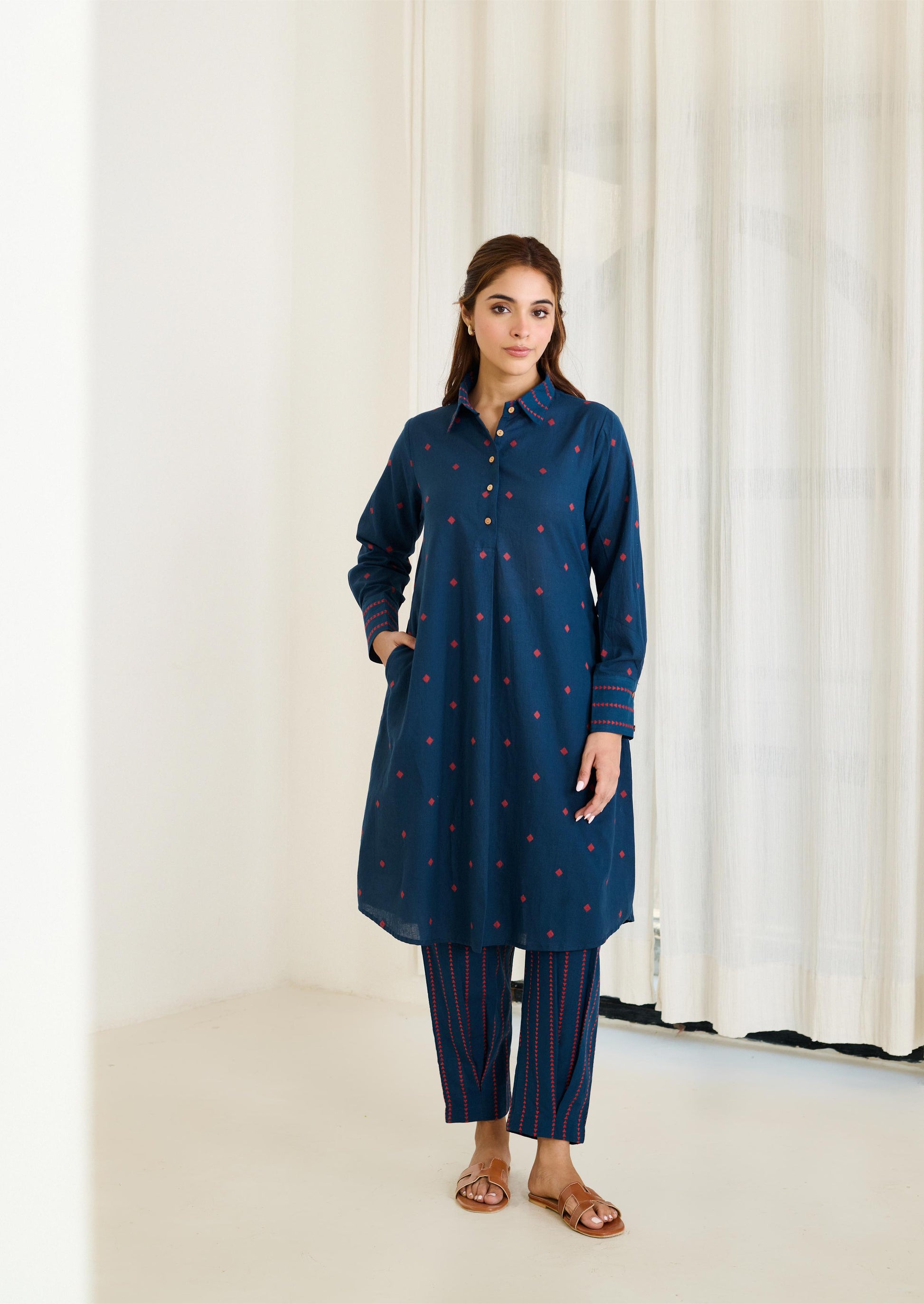 Saadgi Blue Kurta Set - Set of 2-FL