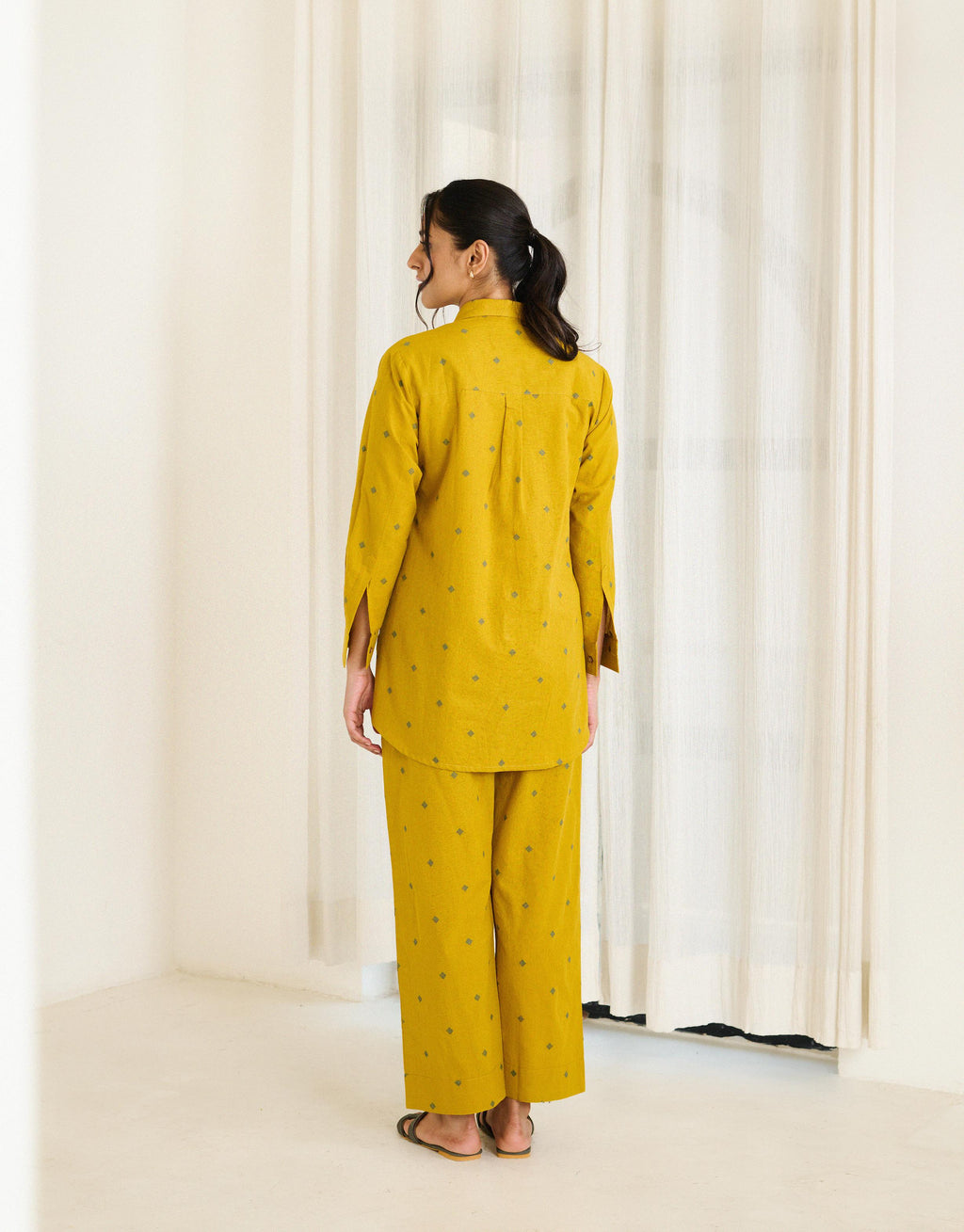 Saadgi Mustard Co-ord Set - ( Set of 2)-FL
