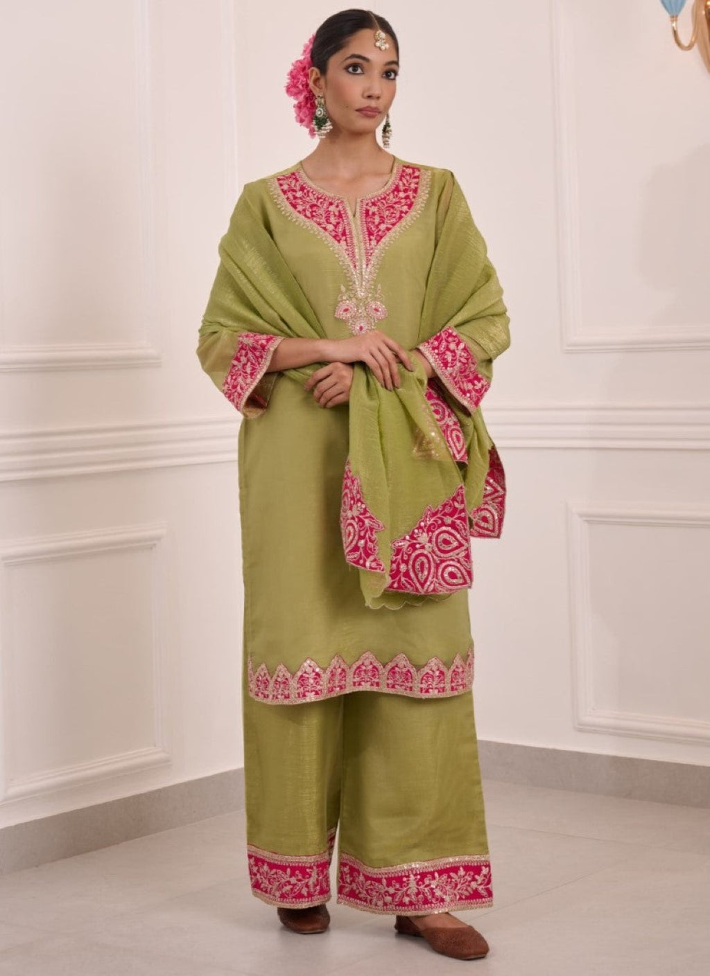 Gaurisha sage premium handwork suit set