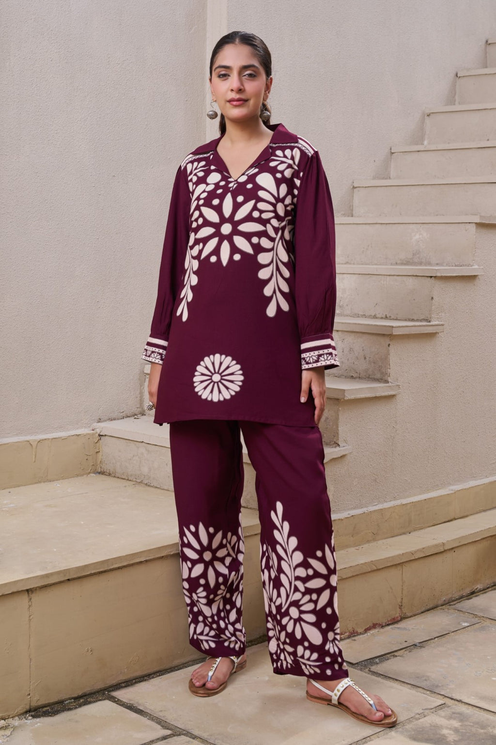 Kabool Cocoa printed Co-ord set-AL