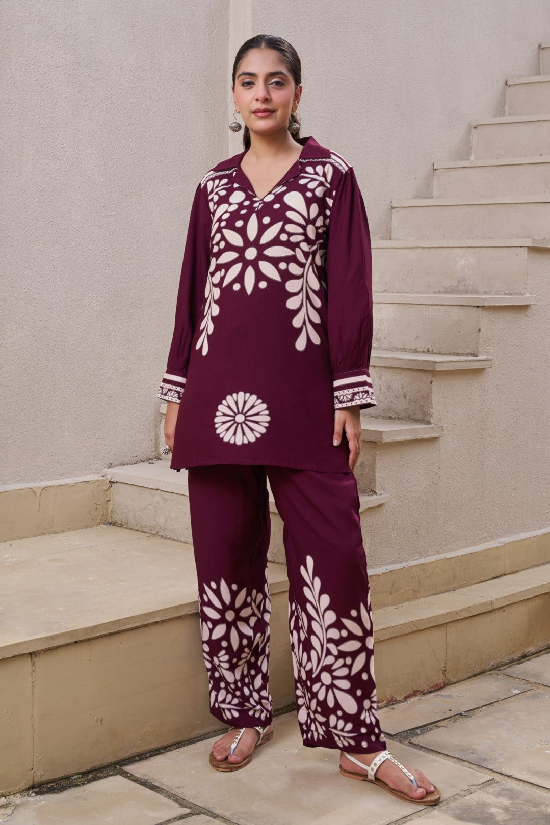 Kabool Cocoa printed Co-ord set-AL