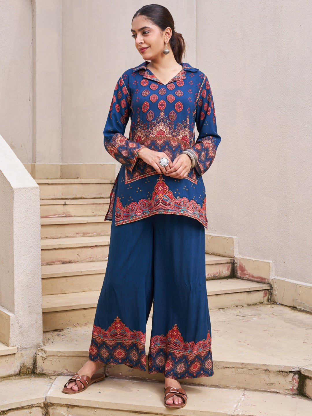 Kabool Nileblue Printed Co-ord set-AL