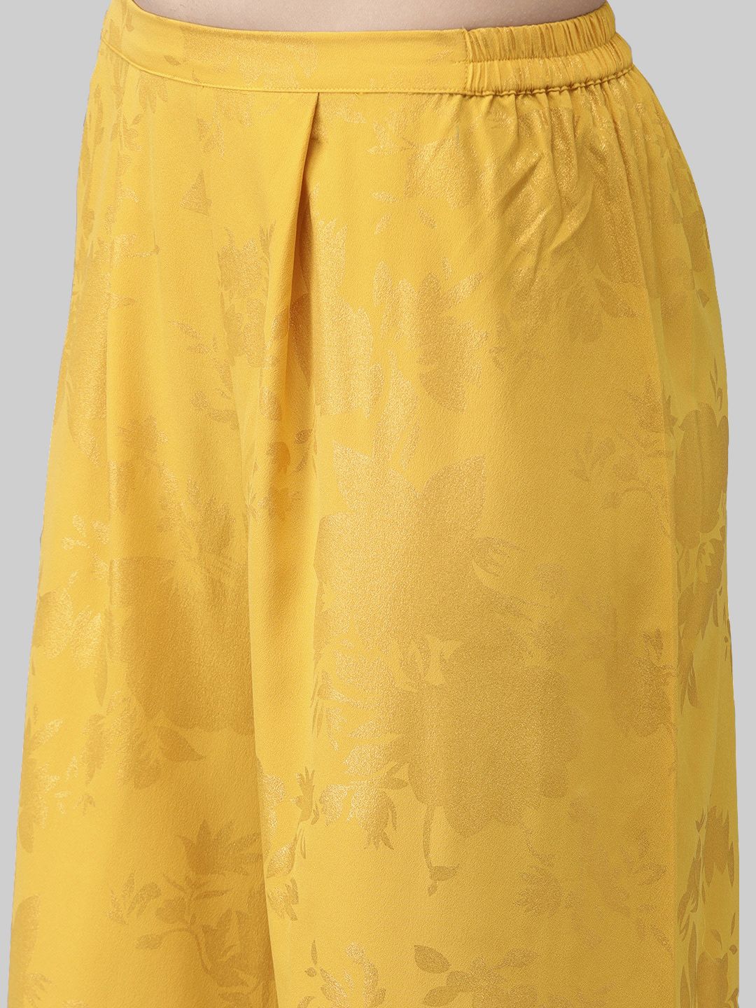 Mustard Yellow Printed Kurta Palazzo Set With Dupatta
