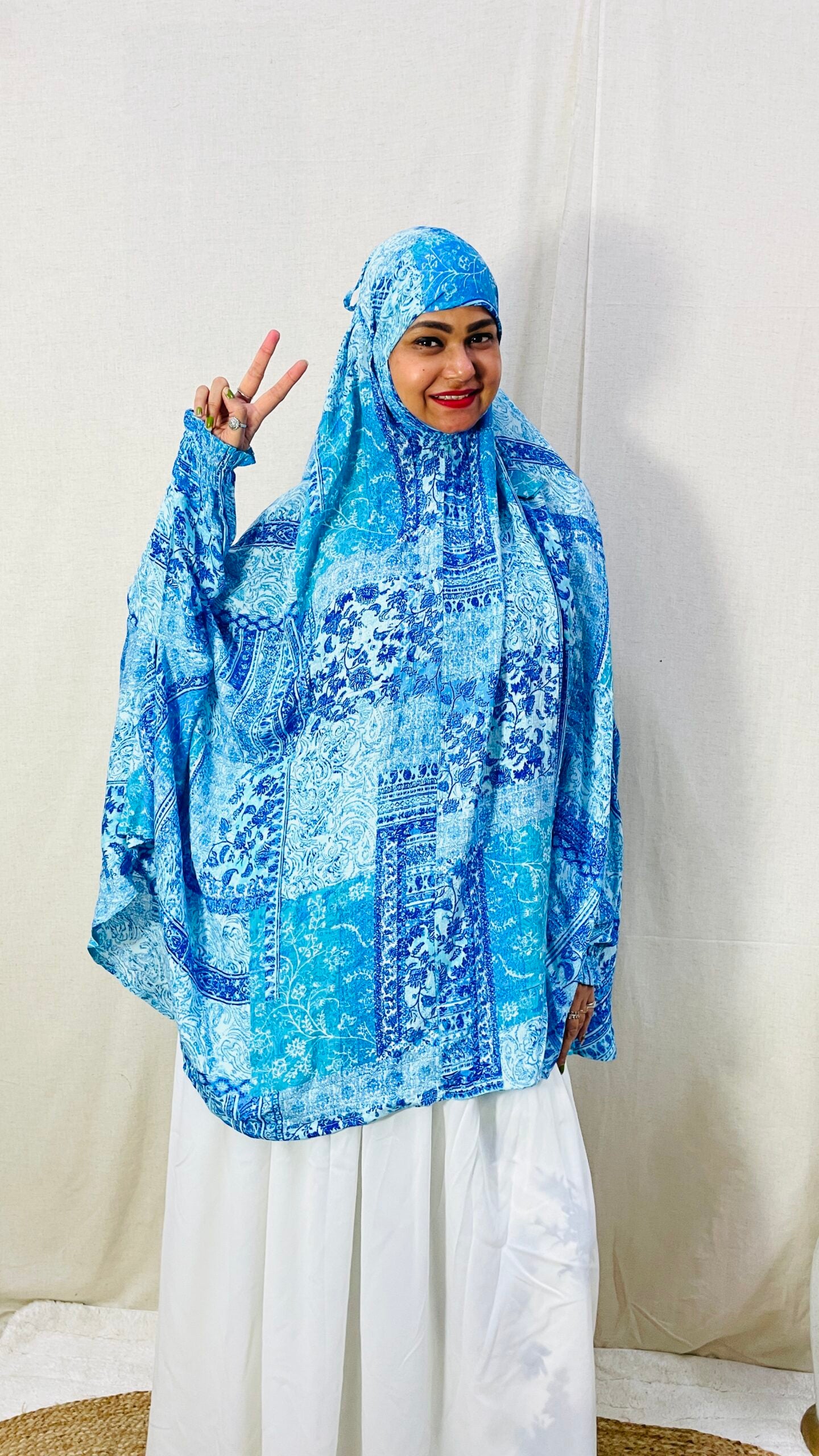 Blue Scarf Printed Namaz Dupatta