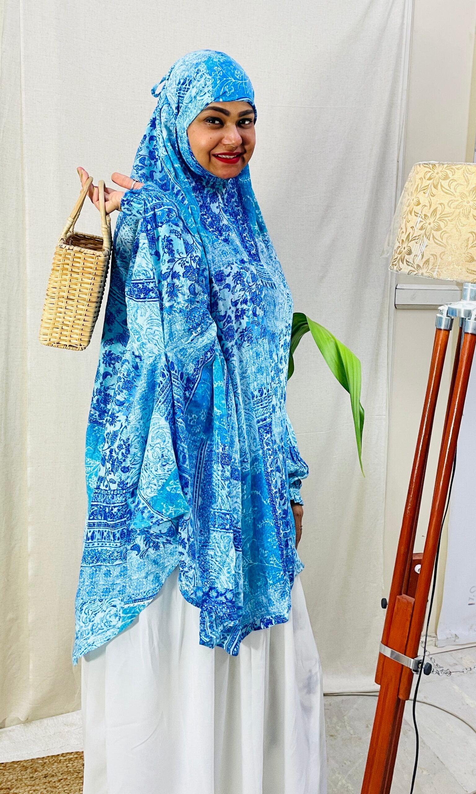 Blue Scarf Printed Namaz Dupatta