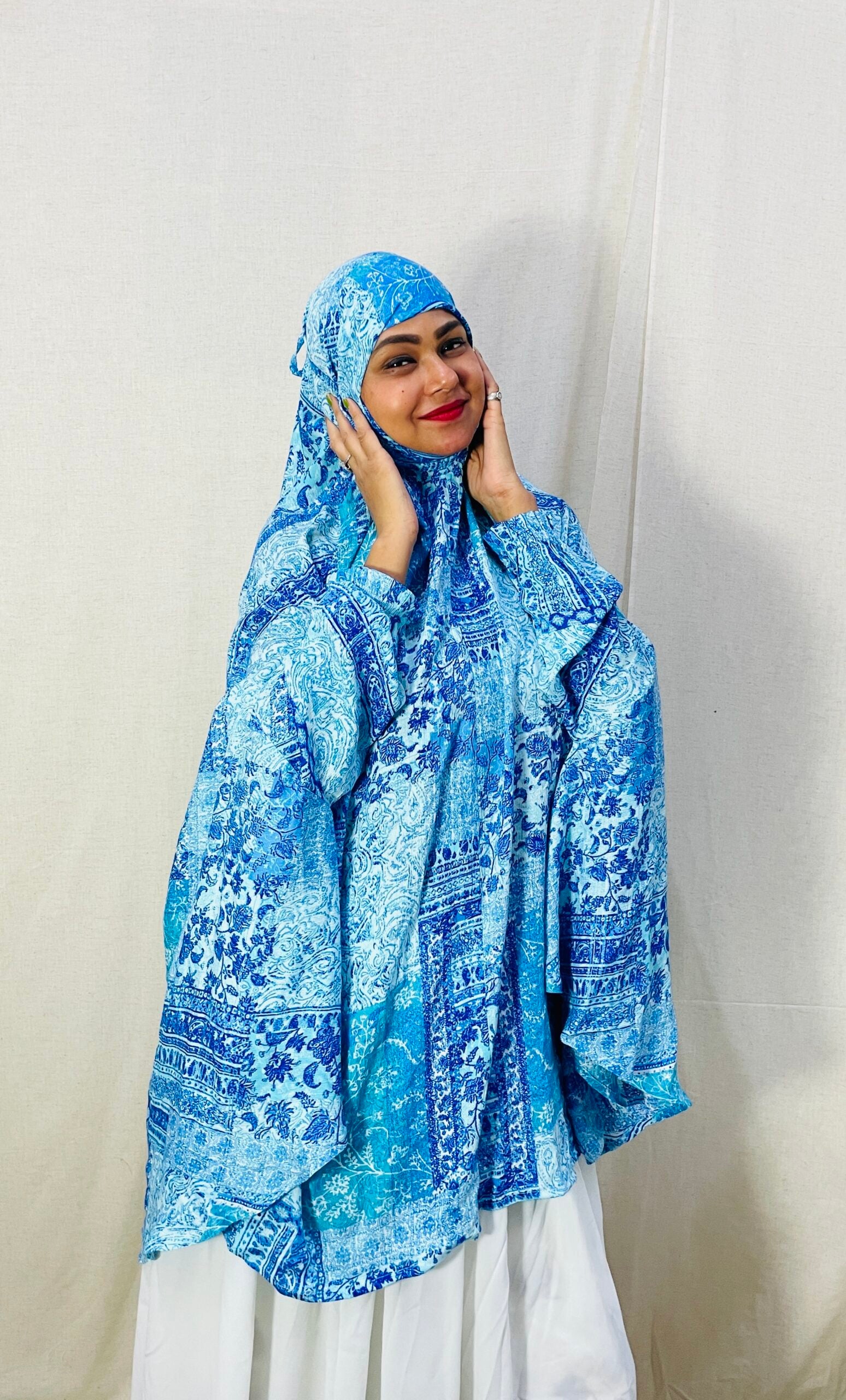 Blue Scarf Printed Namaz Dupatta