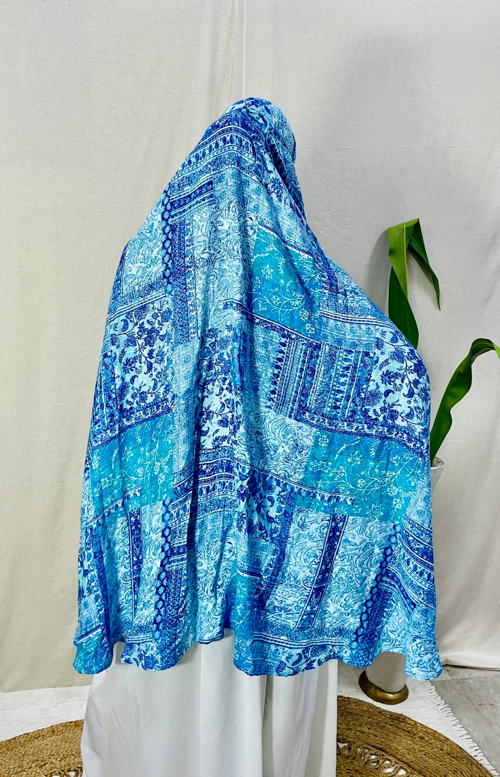 Blue Scarf Printed Namaz Dupatta