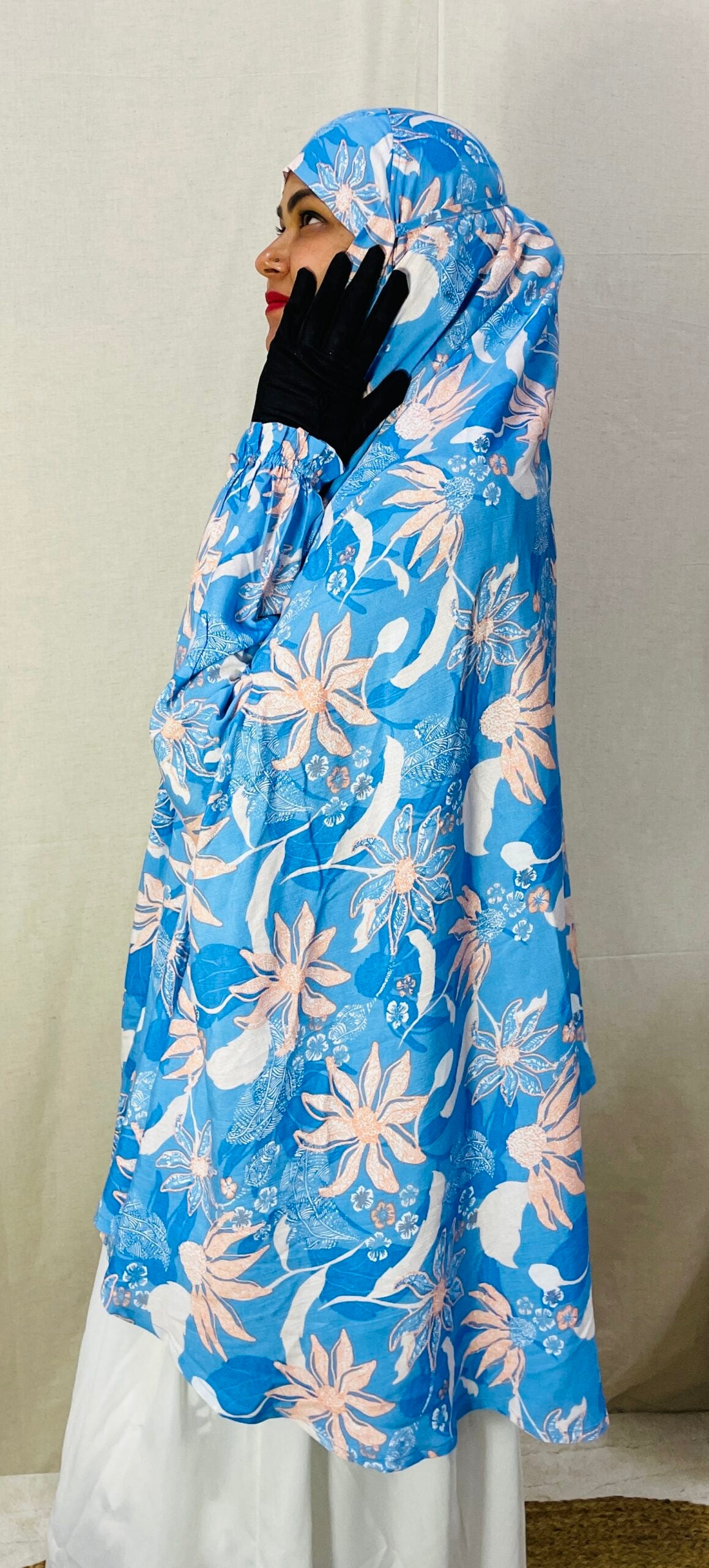 Blue Floral Namaz Dupatta