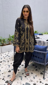 BLACK WOVEN DHOTI SET- II