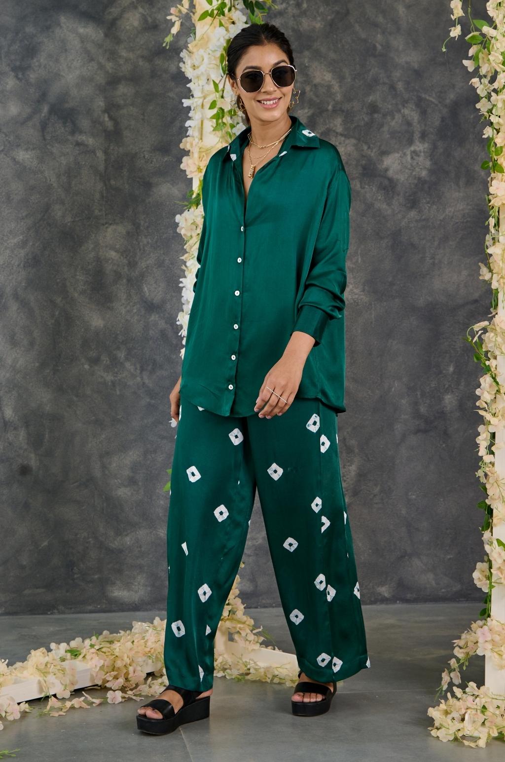 Blue Bandhani Modal Satin Co-Ord Set