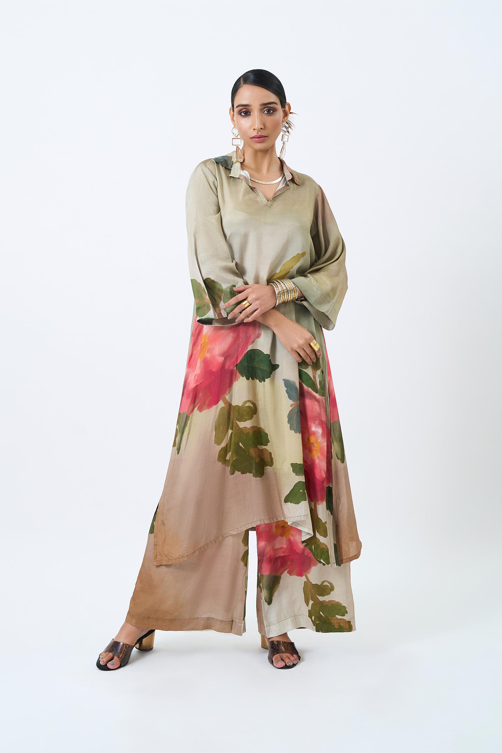 Green Rose Kurta with bottom