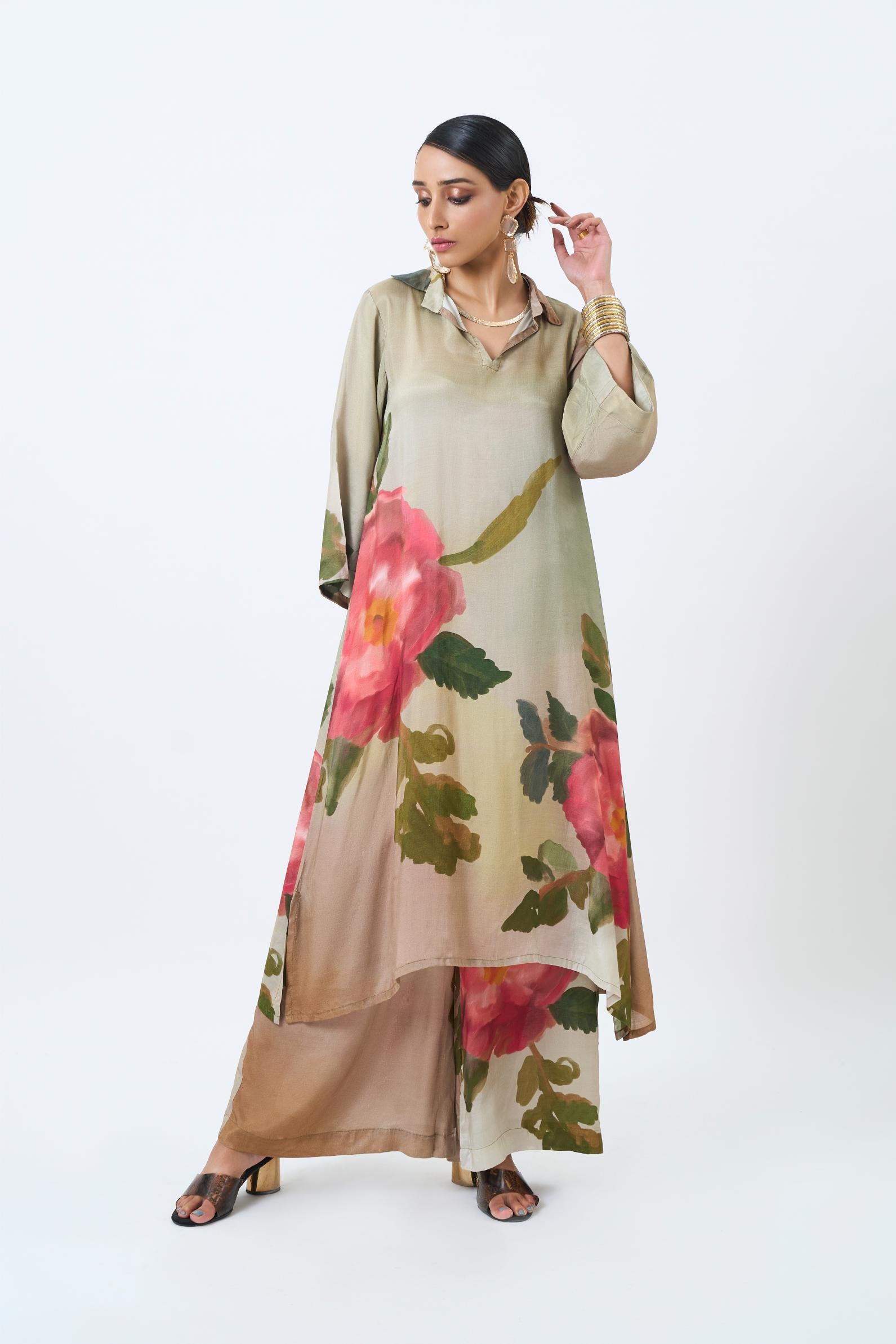 Green Rose Kurta with bottom