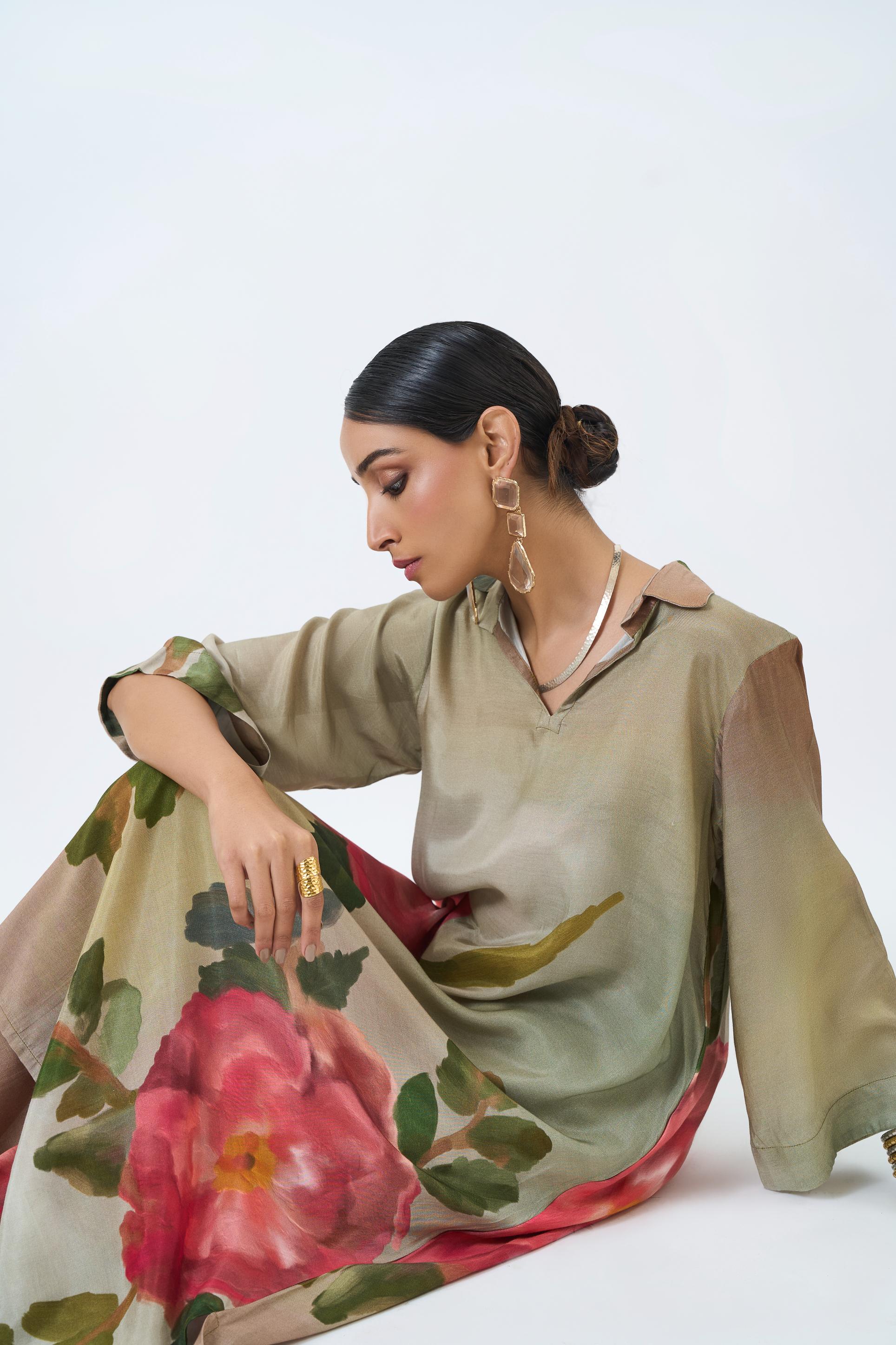 Green Rose Kurta with bottom
