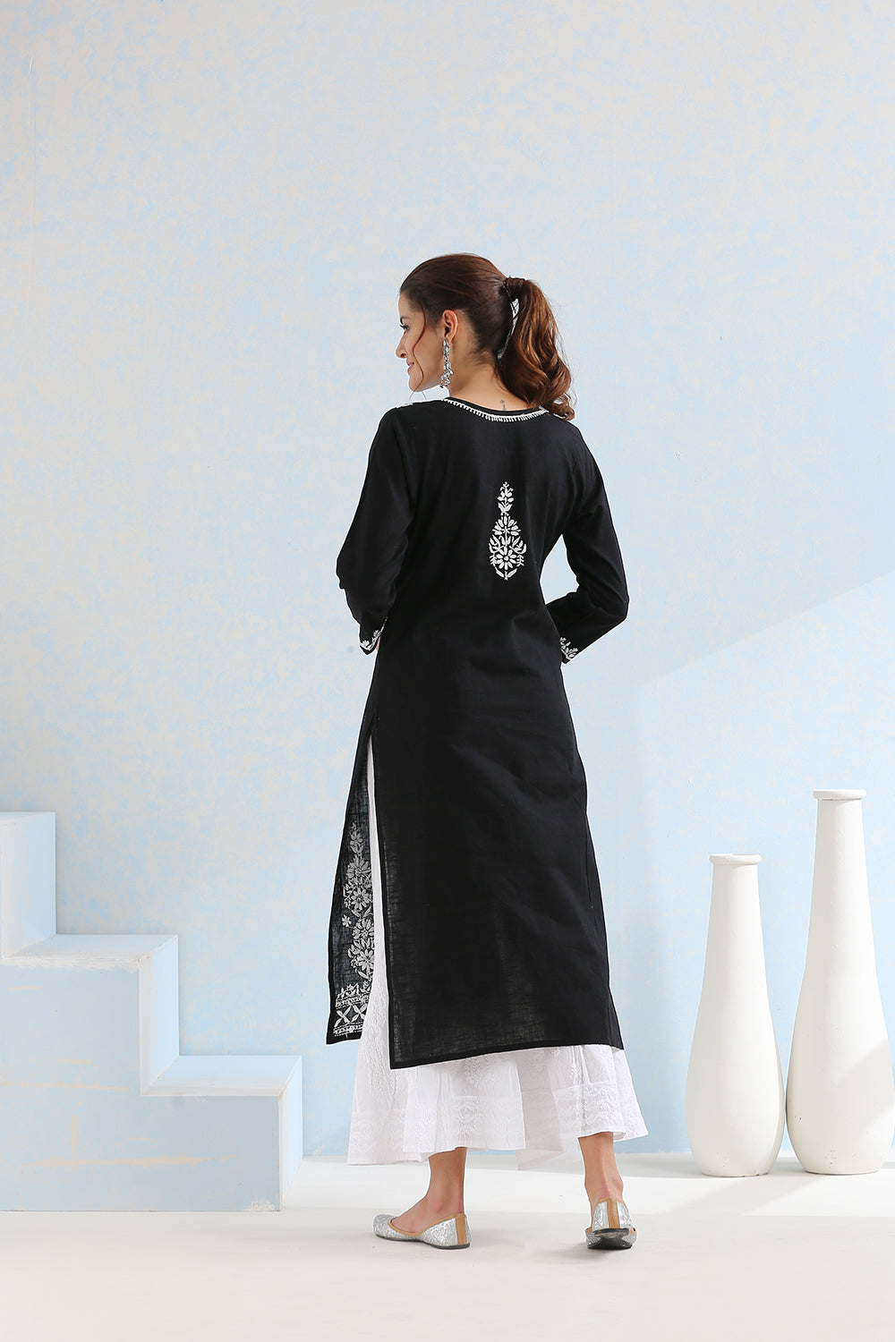 Black Chikankari Handloom Kurta
